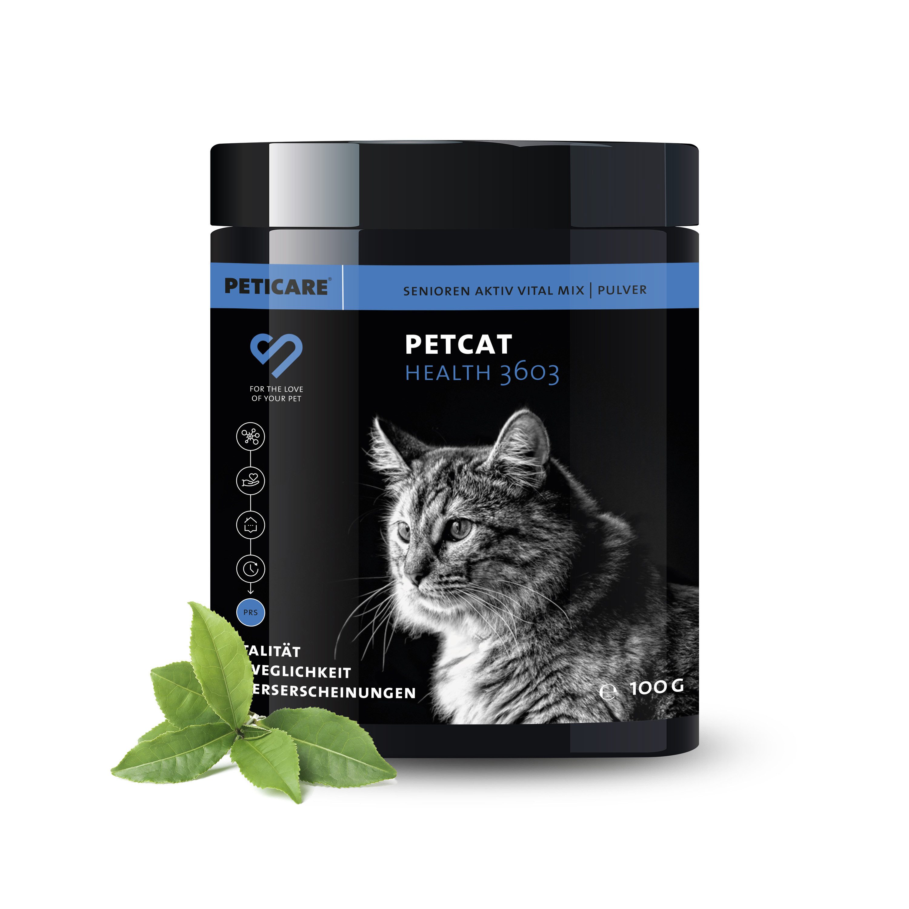 Peticare Futterbehälter Senioren Aktiv & Vital Mix Pulver für Katzen - petCat Health 3603, (100-tlg)