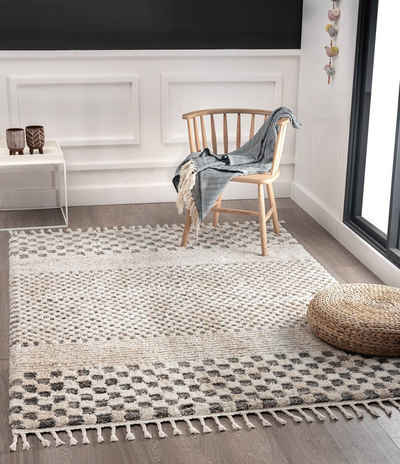 Teppich »Vera Handmade-Look, 3D Effekt, Kariertes Muster, Hochflor 30 mm, Super Weicher Wohnzimmer Teppich, 80x150 cm«, the carpet, Rechteck