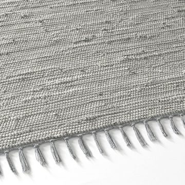Teppich Flickenteppich TaraCarpet Sylt mit Fransen, TaraCarpet, rechteckig, Höhe: 5 mm, Wohnzimmer Schlafzimmer Küchenteppich nachhaltig grau 060x090
