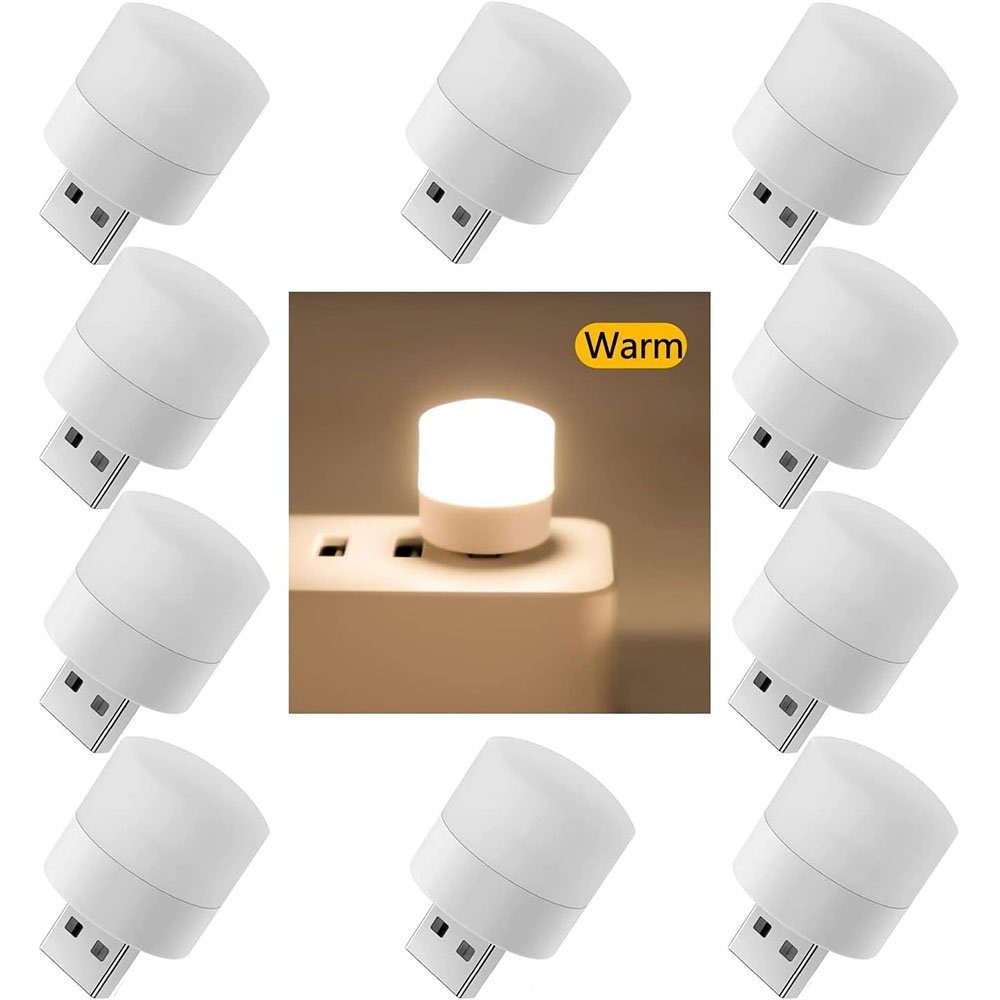 MOUTEN Nachtlicht USB-Nachtlicht, Ambiente-Stimmungslicht, weißes warmes Licht,10 Stück