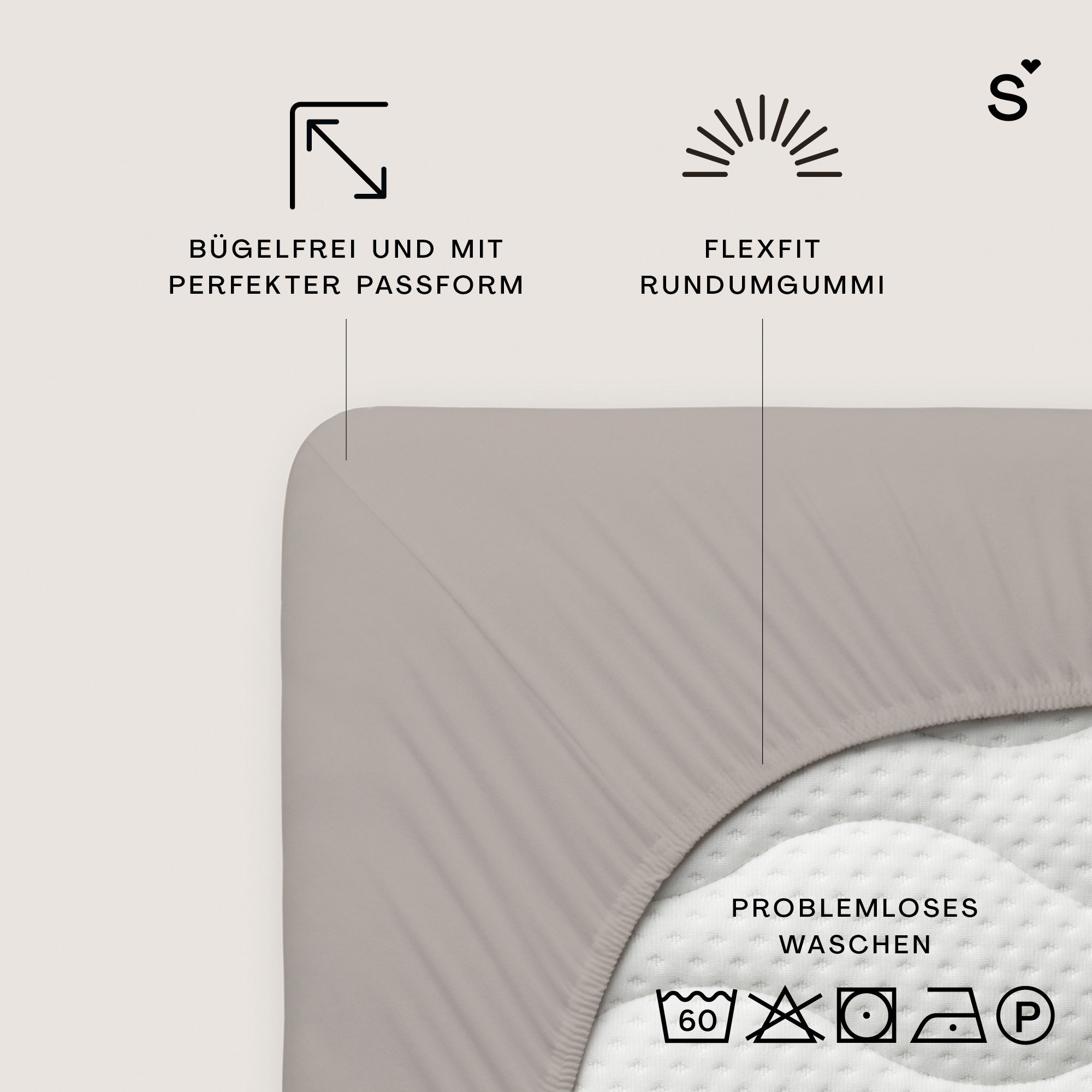 Schlafgut Spannbettlaken Basic Cotton Bettlaken, 160 g/m², 100% Baumwolle, Spannbetttuch, Jersey, Gummizug: rundum, (1 Stück), Spannbettlaken bis 20 cm Matratzenhöhe, bügelfrei und pflegeleicht