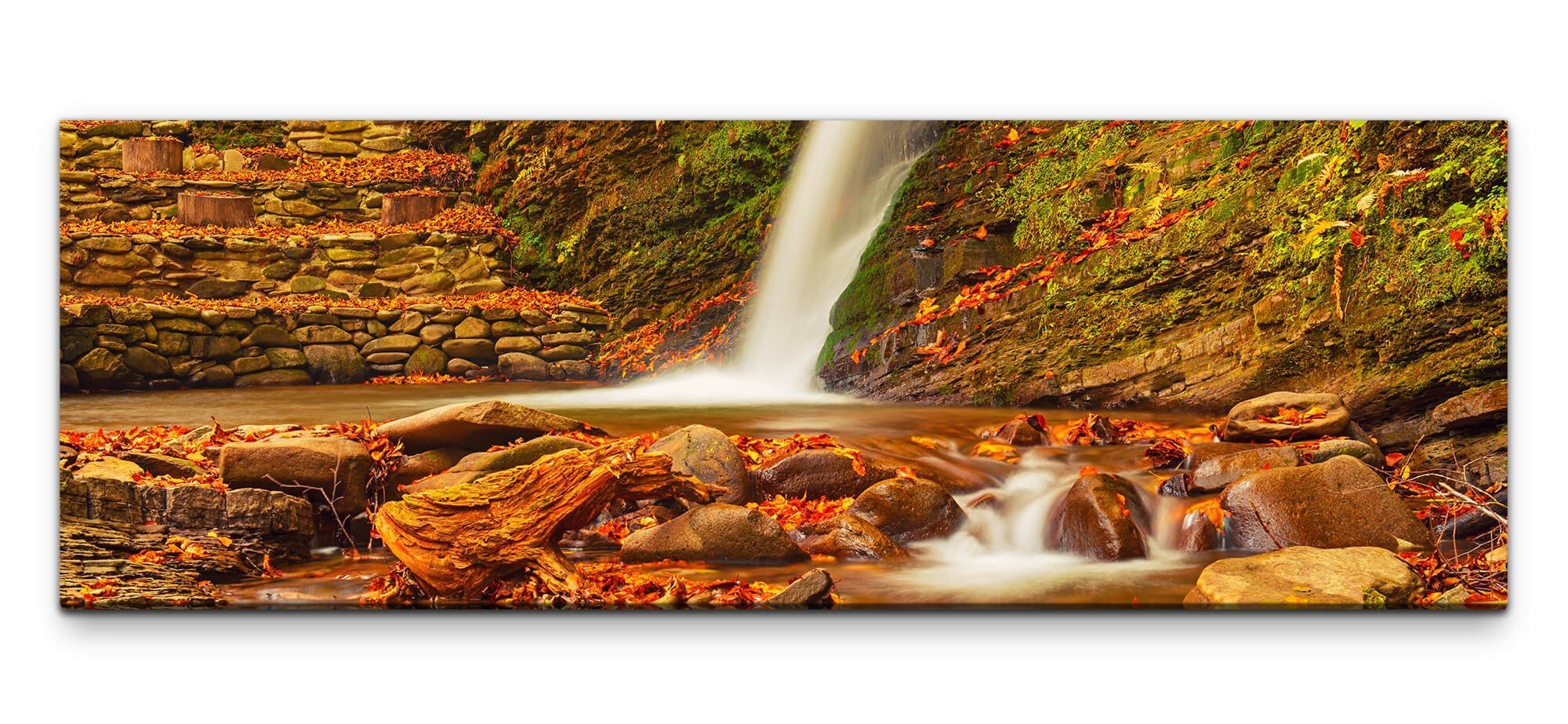 möbel-direkt.de Leinwandbild Bilder XXL Wasserfall im Wald Wandbild auf  Leinwand