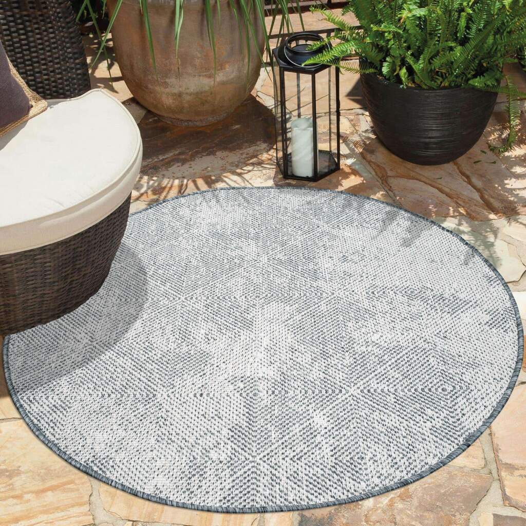 Carpet City Outdoorteppich DUO RUG 5845, rund, Höhe: 5 mm, Wendeteppich Wetterfest In- & Outdoor, Balkon, Terrasse, Wohnzimmer