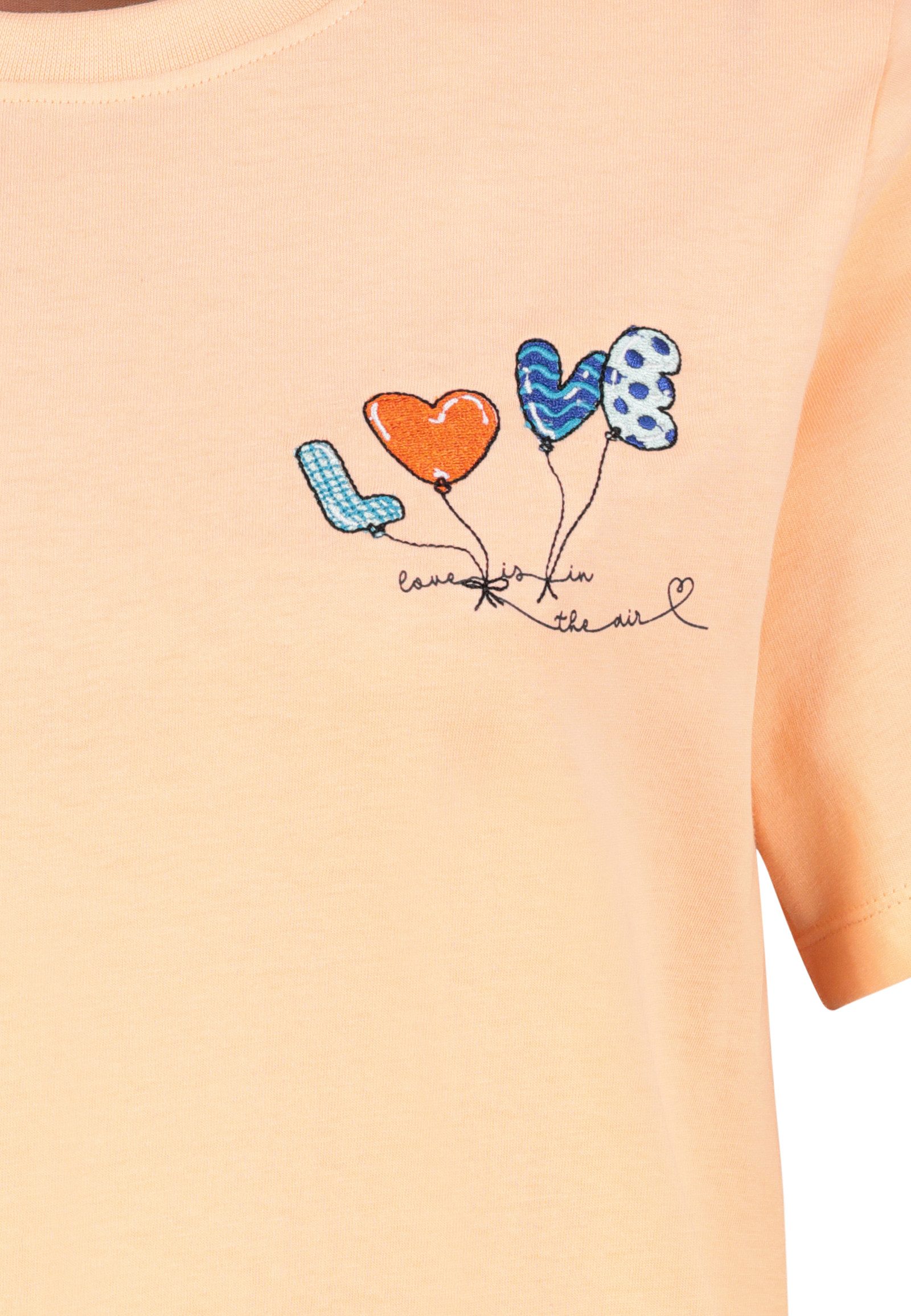 Eight2Nine T-Shirt Damen T-Shirt mit Stickereien und Prints Baumwollshirt, Kombination aus Print & Stickerei