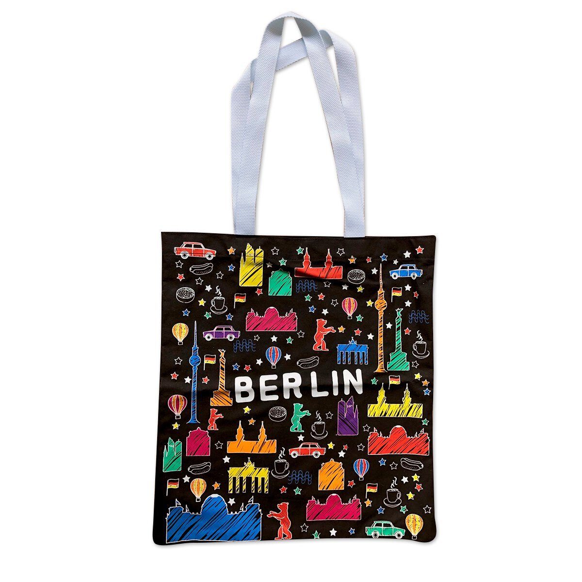 Muddastadt Styropor-Teil Muddastadt Baumwollbeutel Berlin Scribble schwarz