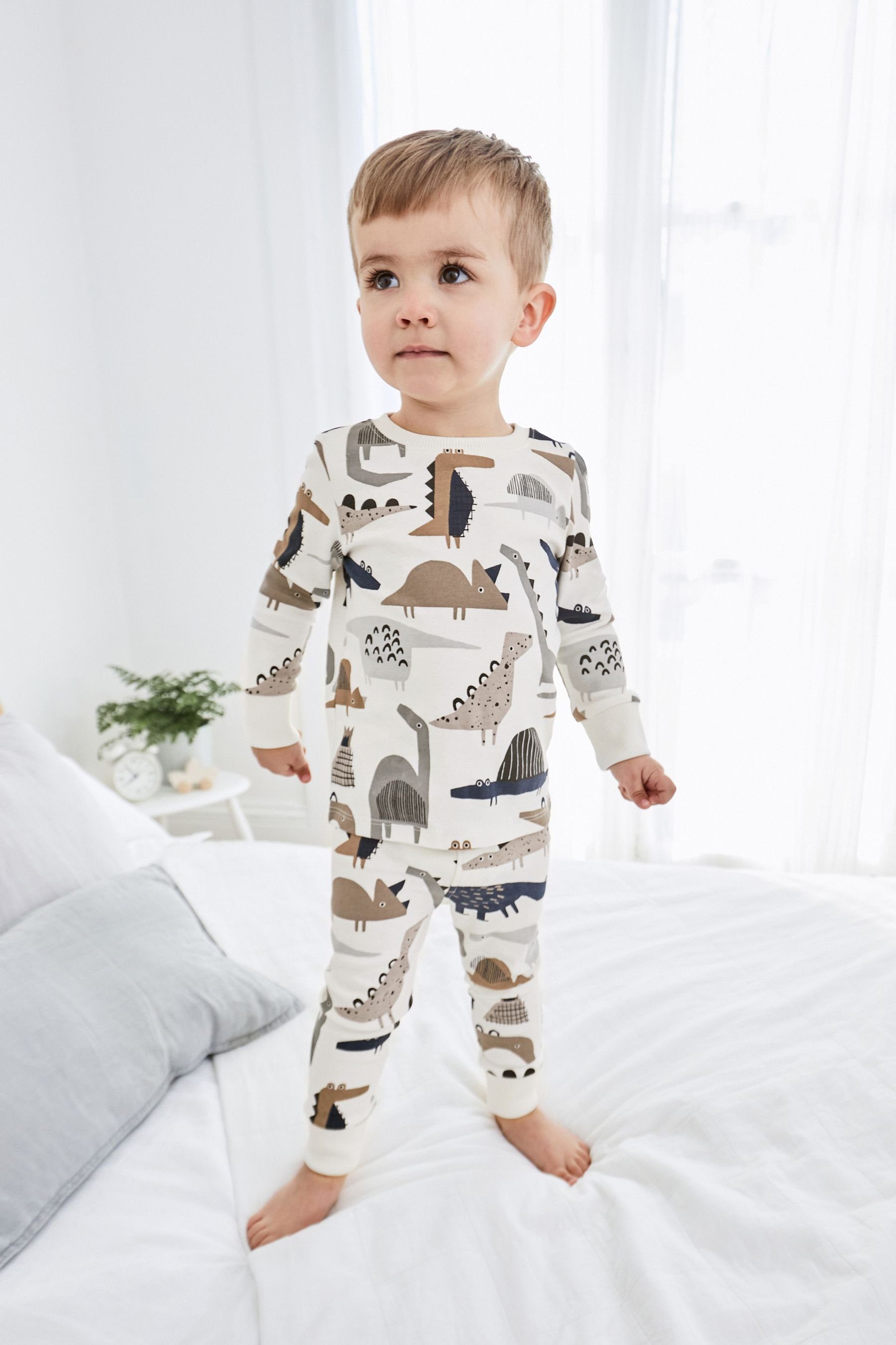 Next Pyjama Kuschelpyjamas, 3er-Pack (6 Dino Tan Camouflage Brown tlg)