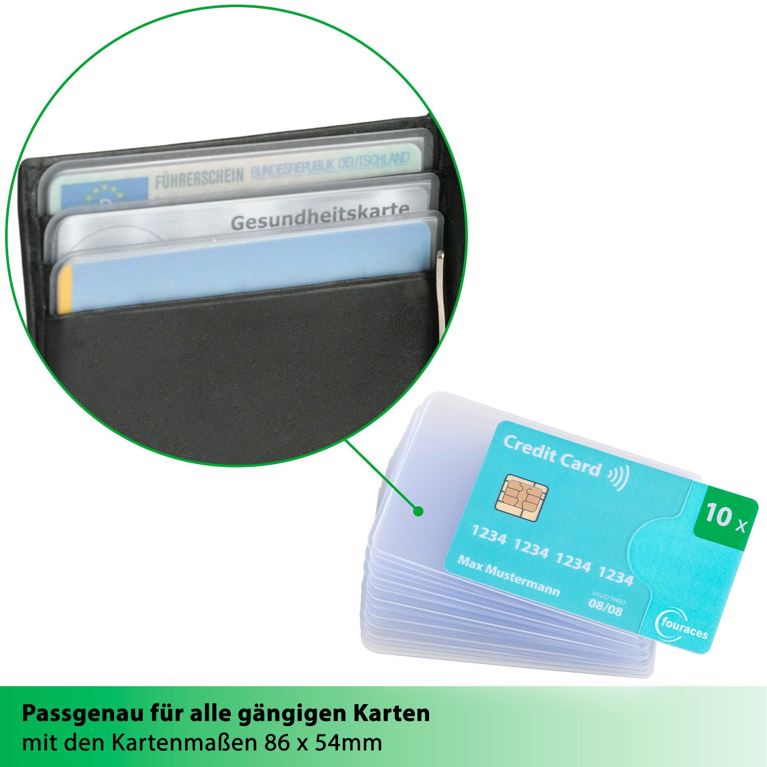 fouraces Etui Kreditkartenhüllen 10 Stück geschlossene Front