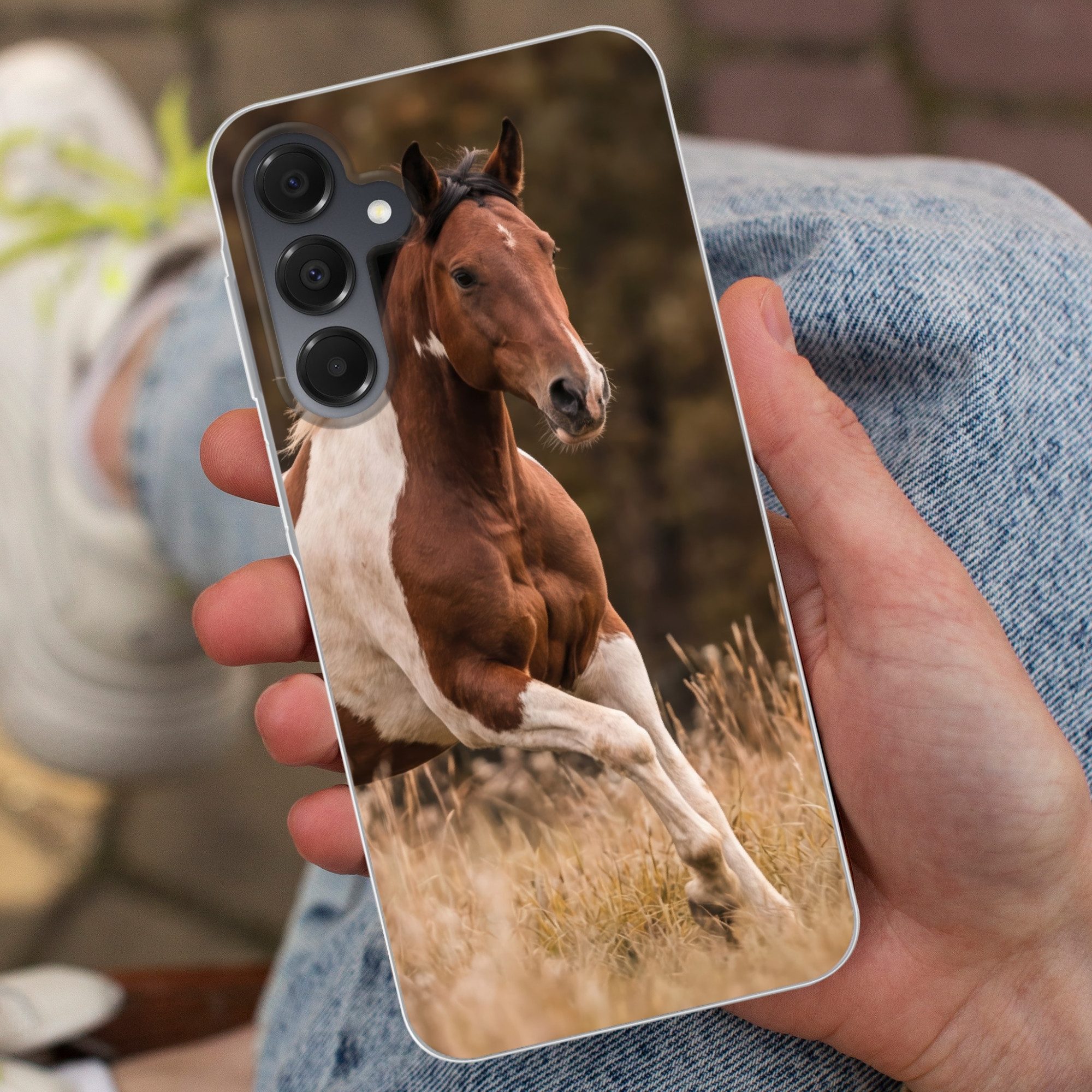 MuchoWow Handyhülle für Samsung Galaxy A16 5G Pferd - Braun - Gras, Phone Case, Silikon, Schutzhülle Dünn