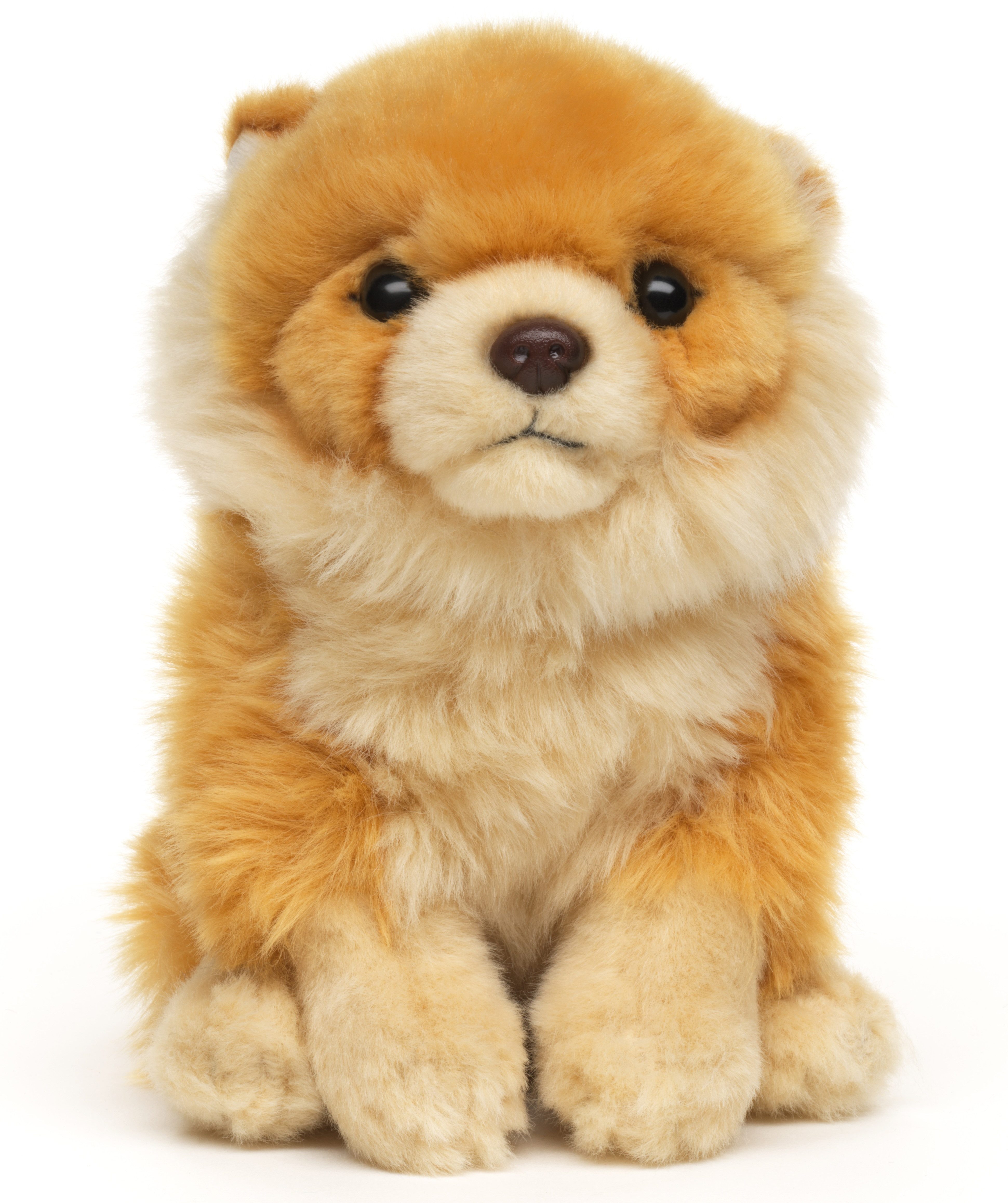Uni-Toys Kuscheltier Zwergspitz, sitzend - 17 cm (Höhe) - Plüsch-Hund, Spitz - Plüschtier, zu 100 % recyceltes Füllmaterial