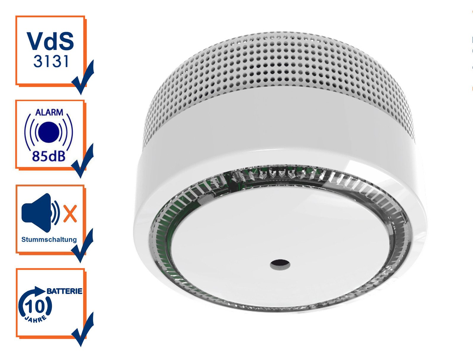 Elro Rauchmelder (Optischer Rauchwarnmelder Mini mit 10 Jahres Batterie, VdS Zertifikat)