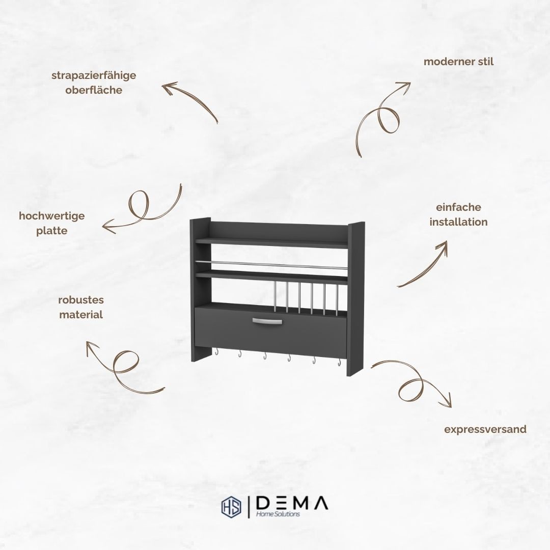 DEMA Home Küchenregal Persephone, Wandregale Küche 72x85, Elegant