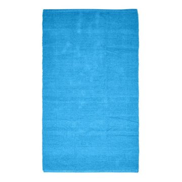 Teppich Blauer Chenille-Teppich aus 100% Baumwolle, 110 x 170 cm, Homescapes, Höhe: 20 mm