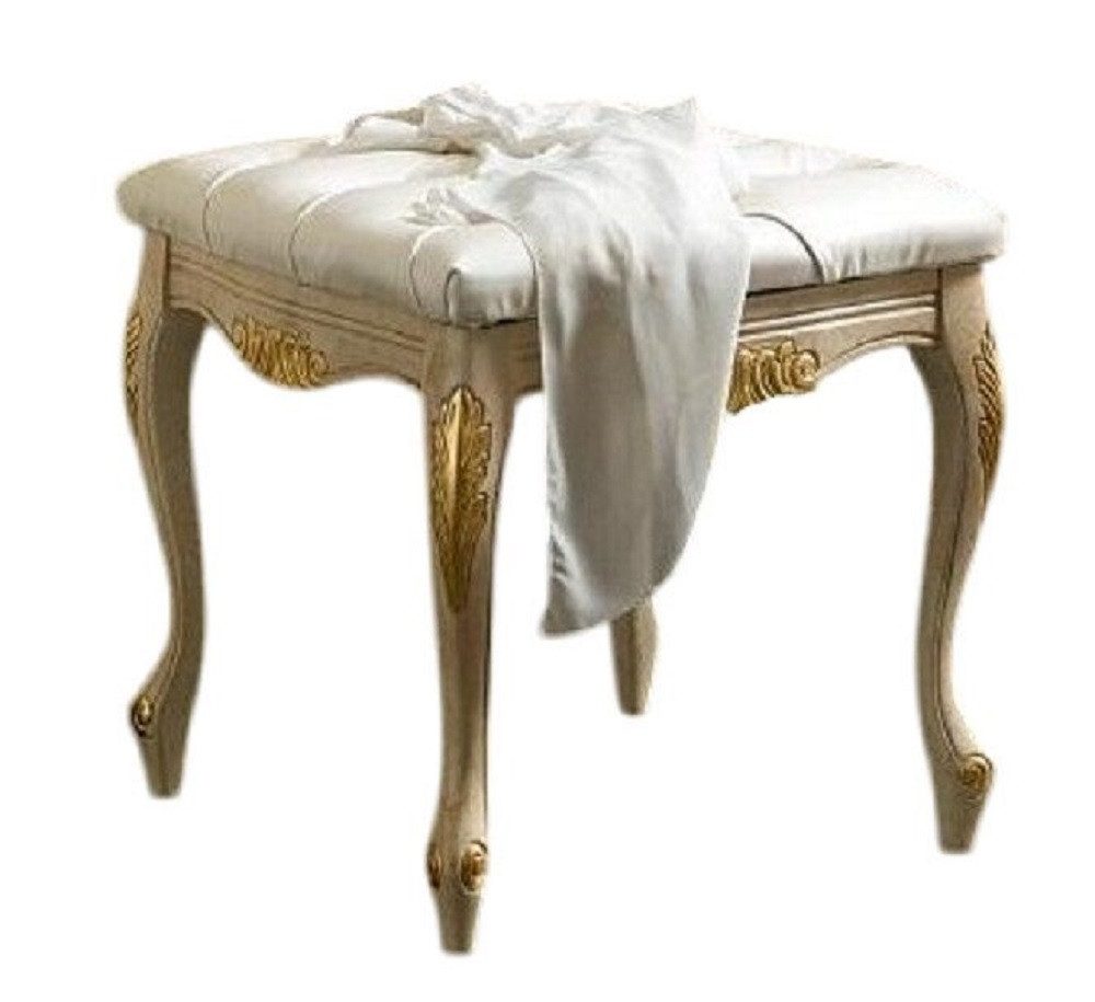 JVmoebel Hocker Chesterfield Hocker aus Holz und Textil in Beige, Made in Italy