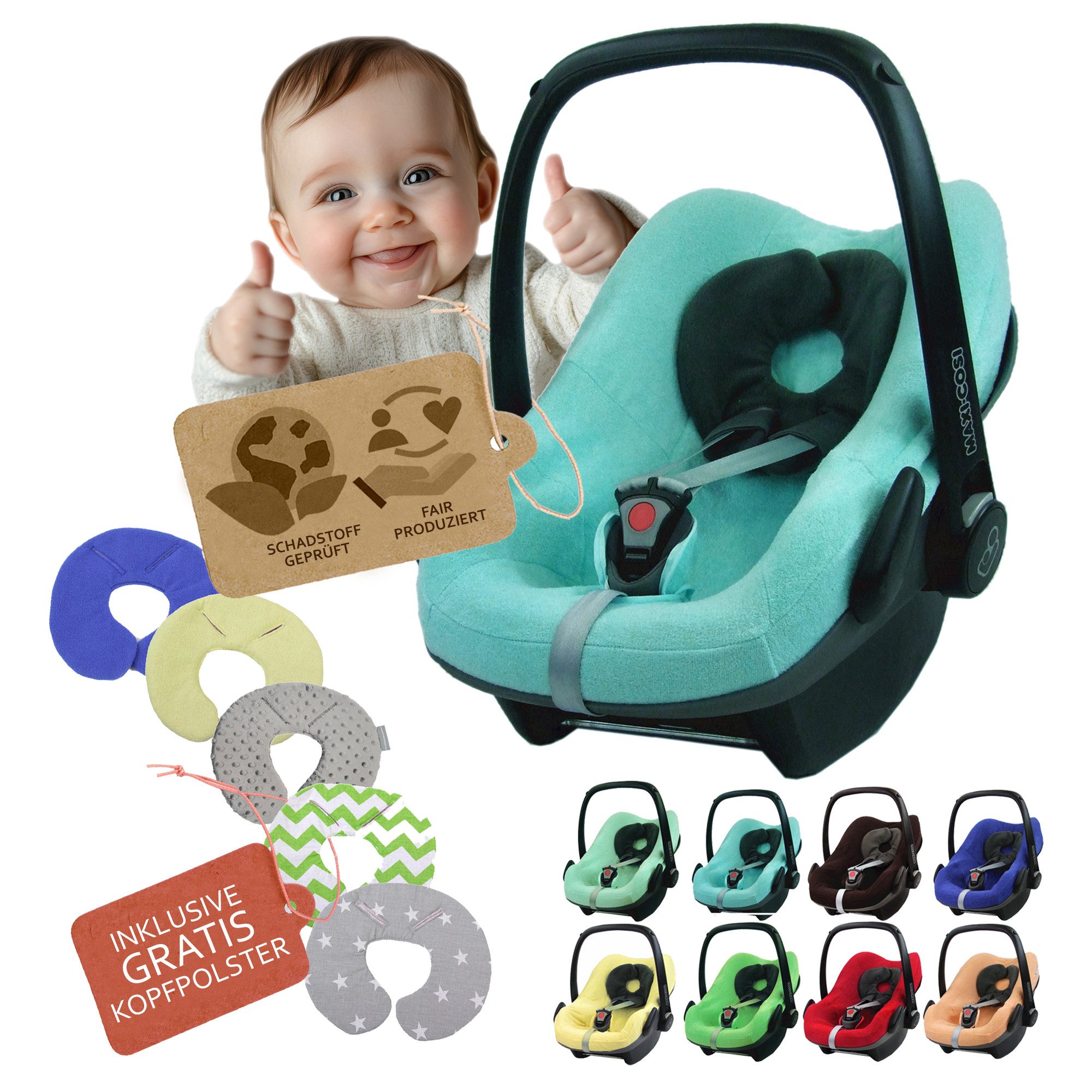 BambiniWelt by Rafael K. Babyschale Sommerbezug Bezug aus Frottee kompatibel mit Maxi Cosi Pebble + KP, ab: Geburt, bis: 14 Monate