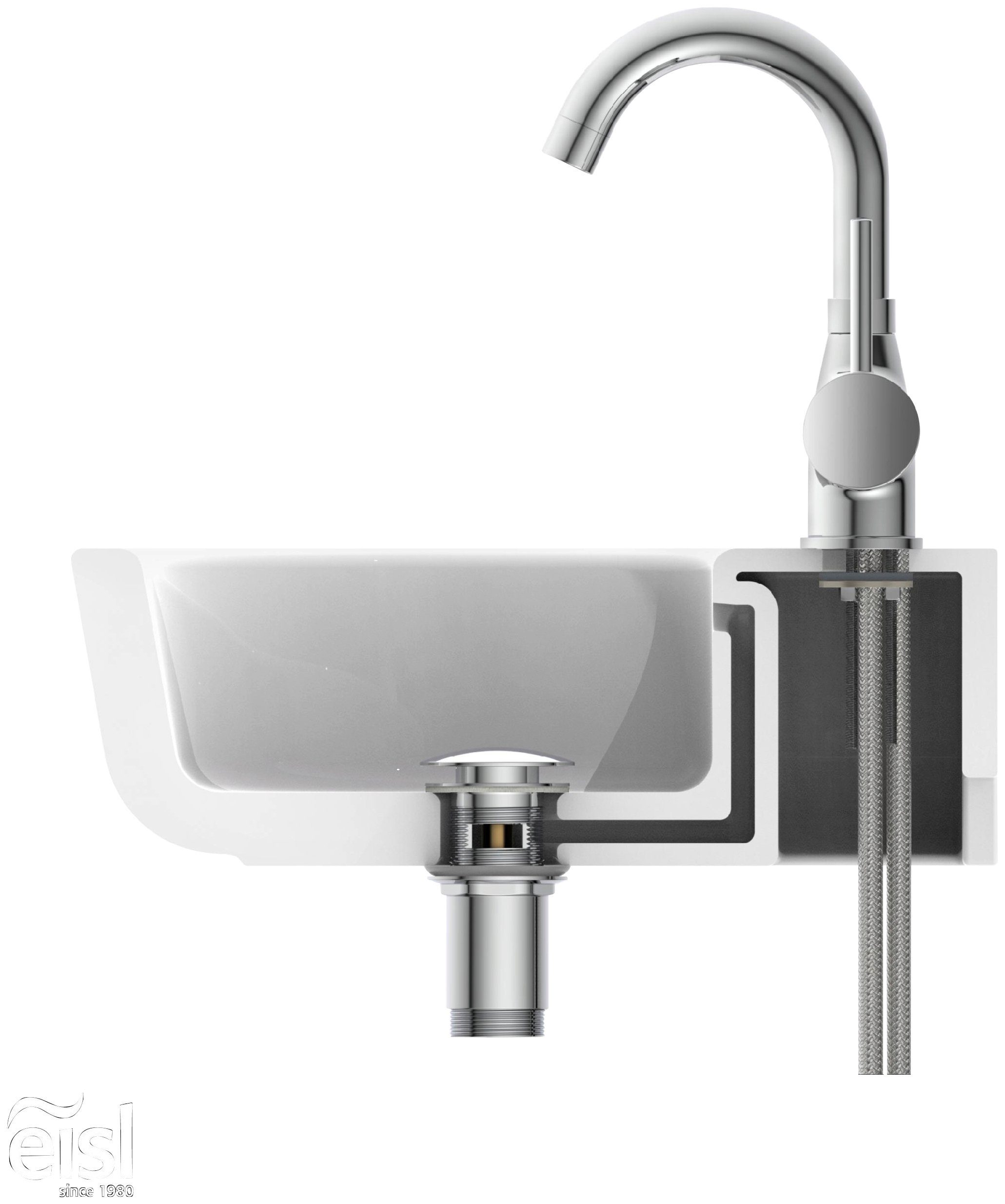 Eisl Waschtischarmatur Futura Wasserhahn mit Energiesparfunktion Cold Start, Mischbatterie