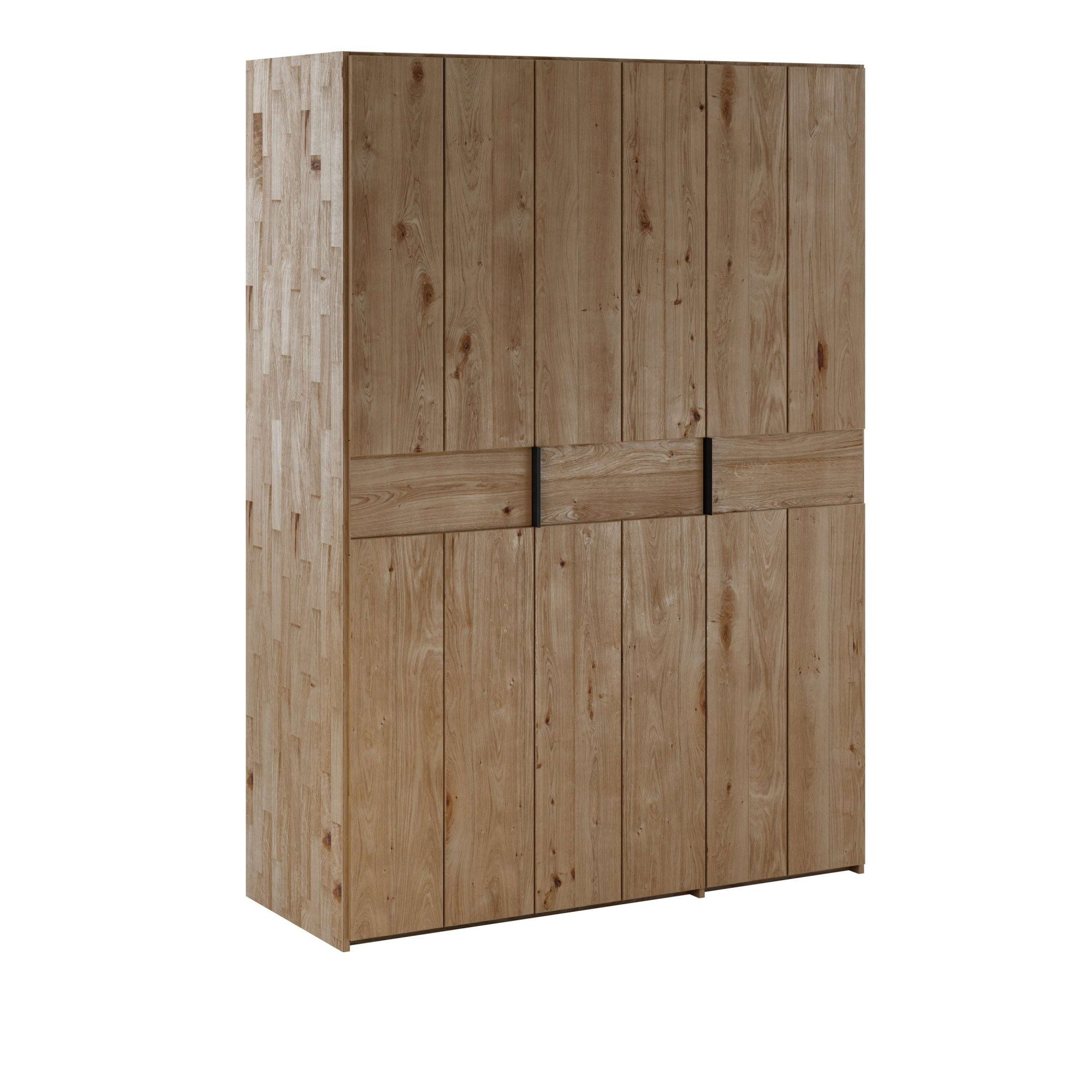 Home affaire Kleiderschrank Huven, Kleiderschrank mit viel Stauraum, aus Massivem Eichenholz Scandi, 218cm Hoch, 1 Kleiderstange & 1 Fach, Bügelgriff & Soft-Close