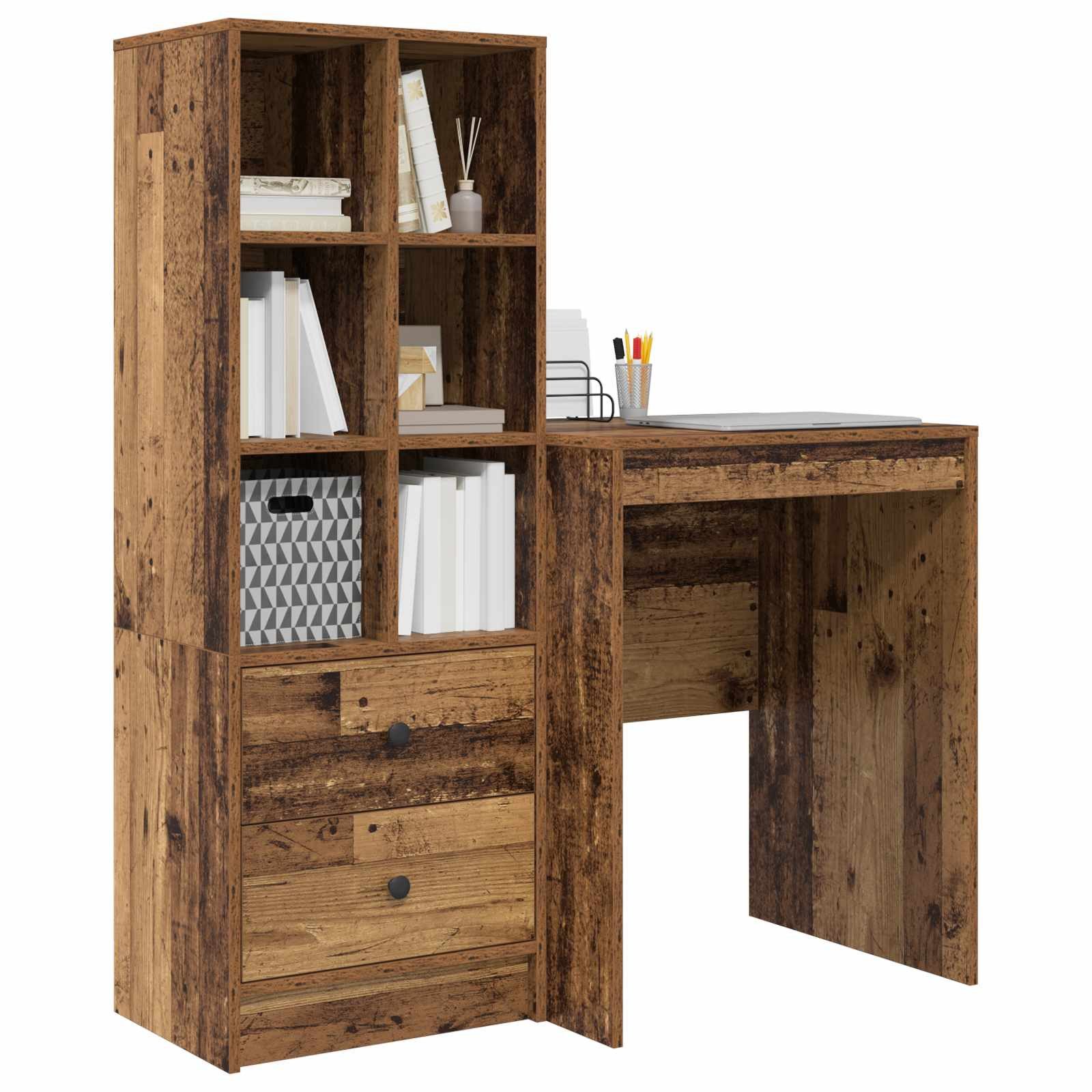 vidaXL Schreibtisch Schreibtisch Altholz 105,5 x 50 x 127 cm 2 stk. (2-St)