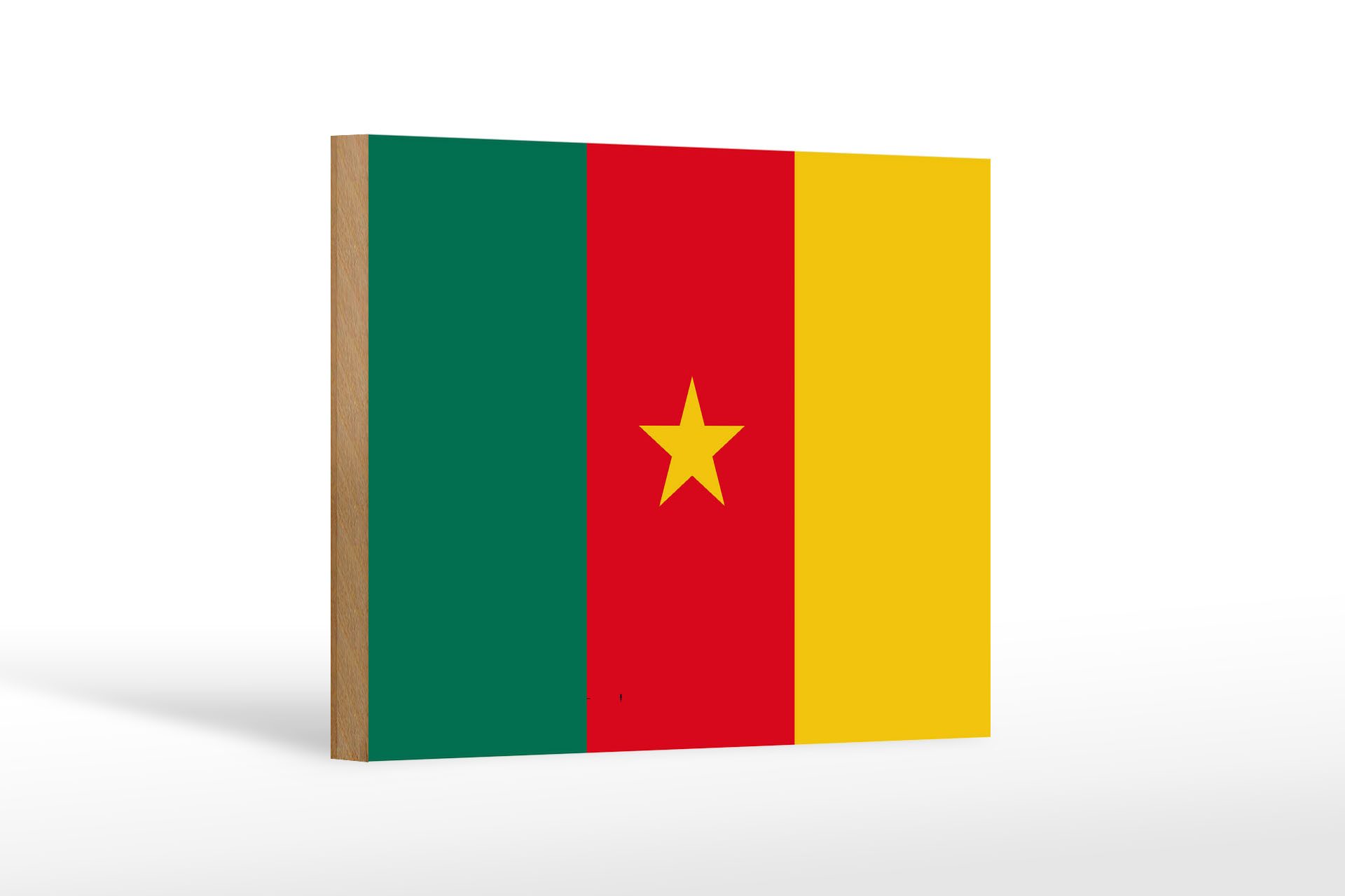 Femer GmbH Holzbild Flagge Kameruns 18x12 cm Flag of Cameroon, Flaggen (1 St), Glatte Holzfaserplatte (MDF), vorn beschichtet