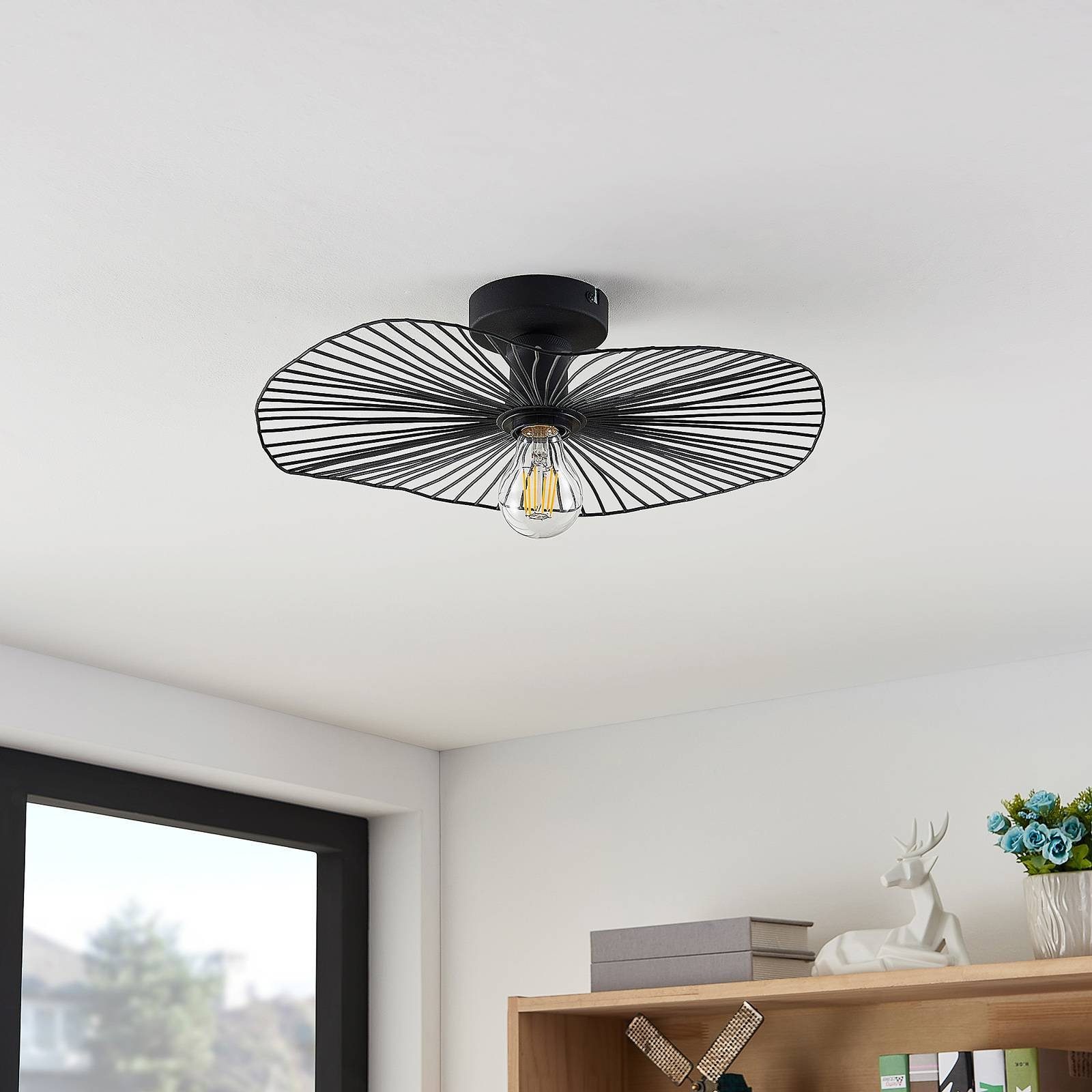 Lindby Deckenleuchten Ruota, Metall, Schwarz IP20, 1 x 60 W