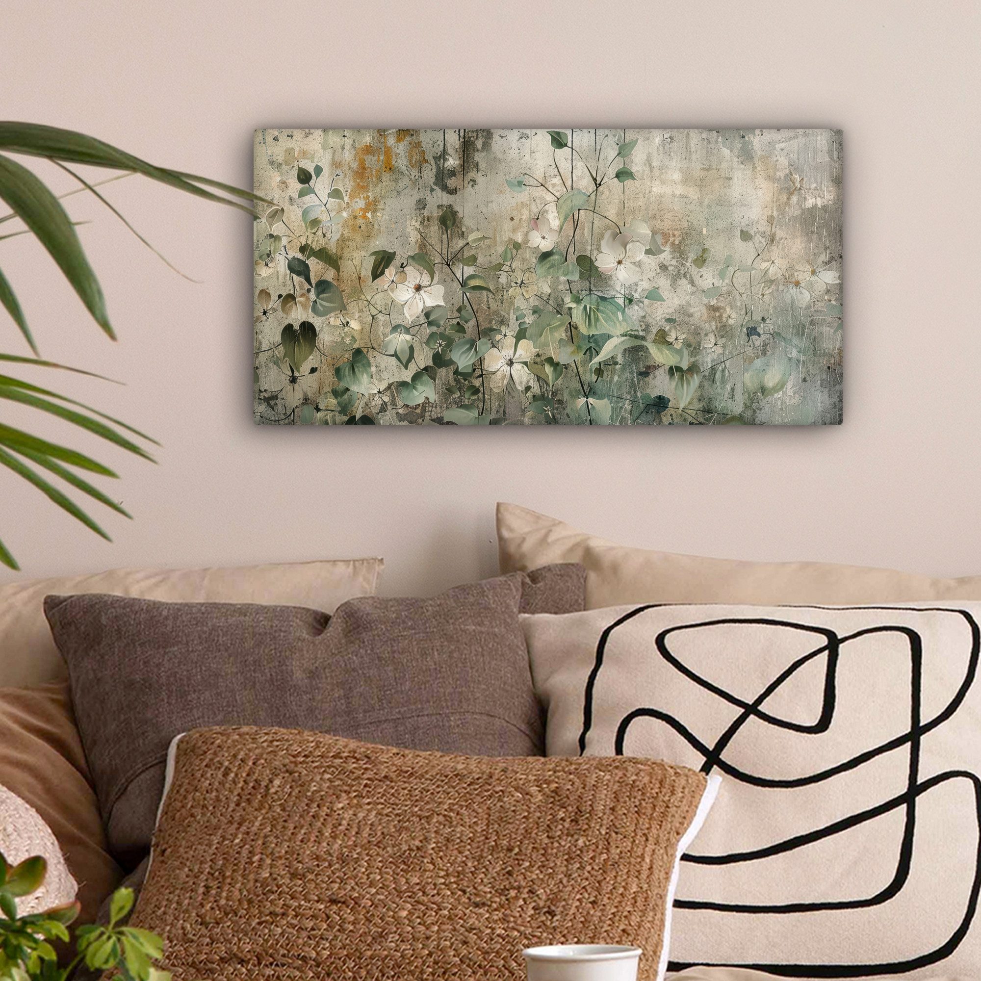 OneMillionCanvasses® Leinwandbild Panorama Blumen - Blätter - Abstrakt - Mo günstig online kaufen