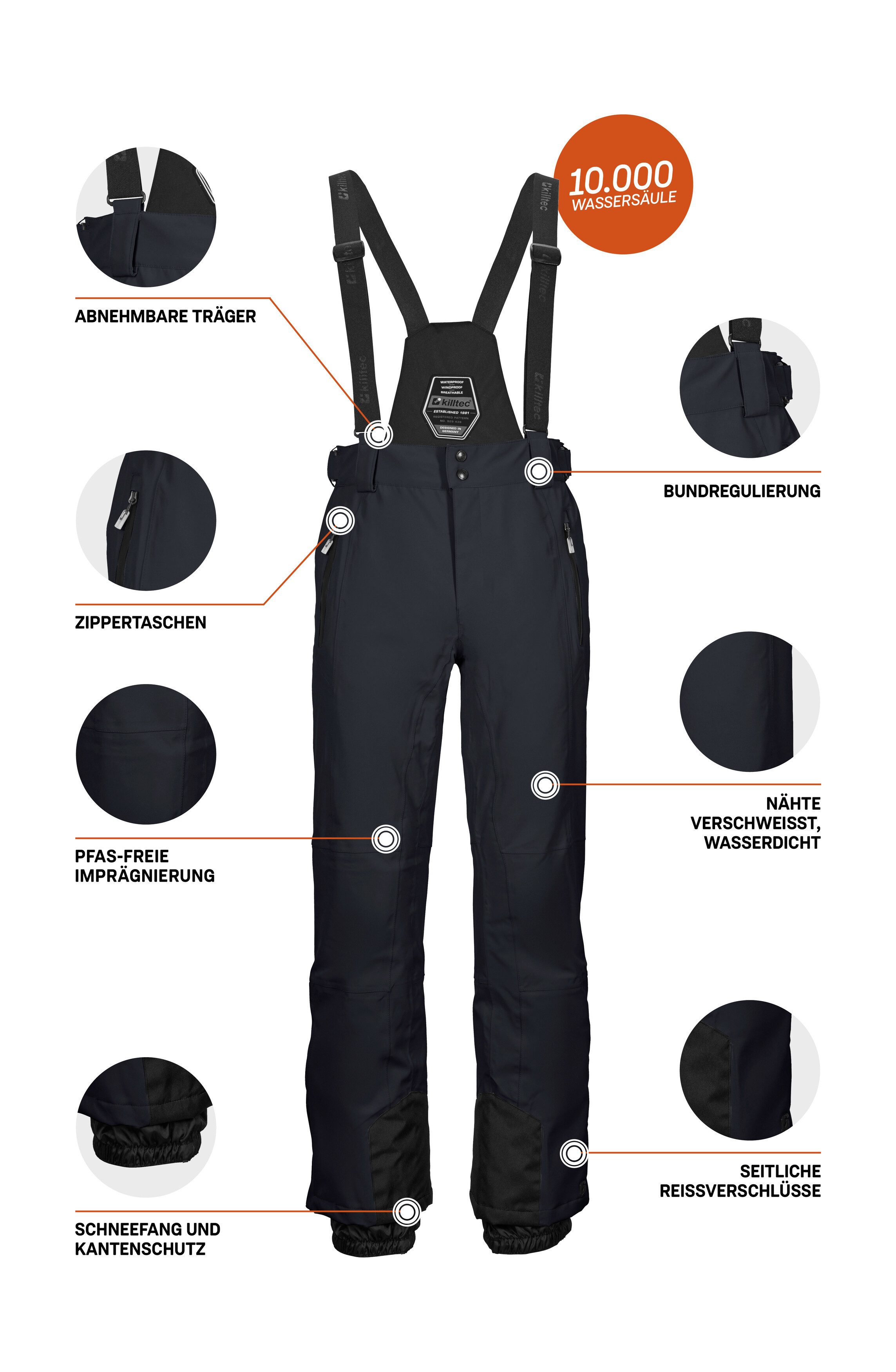 Killtec Skihose KSW 100 MN SKI PNTS Wind- und wasserdichte Skihose, verstellbar, mit Schneefängen – Bild 5 von 5