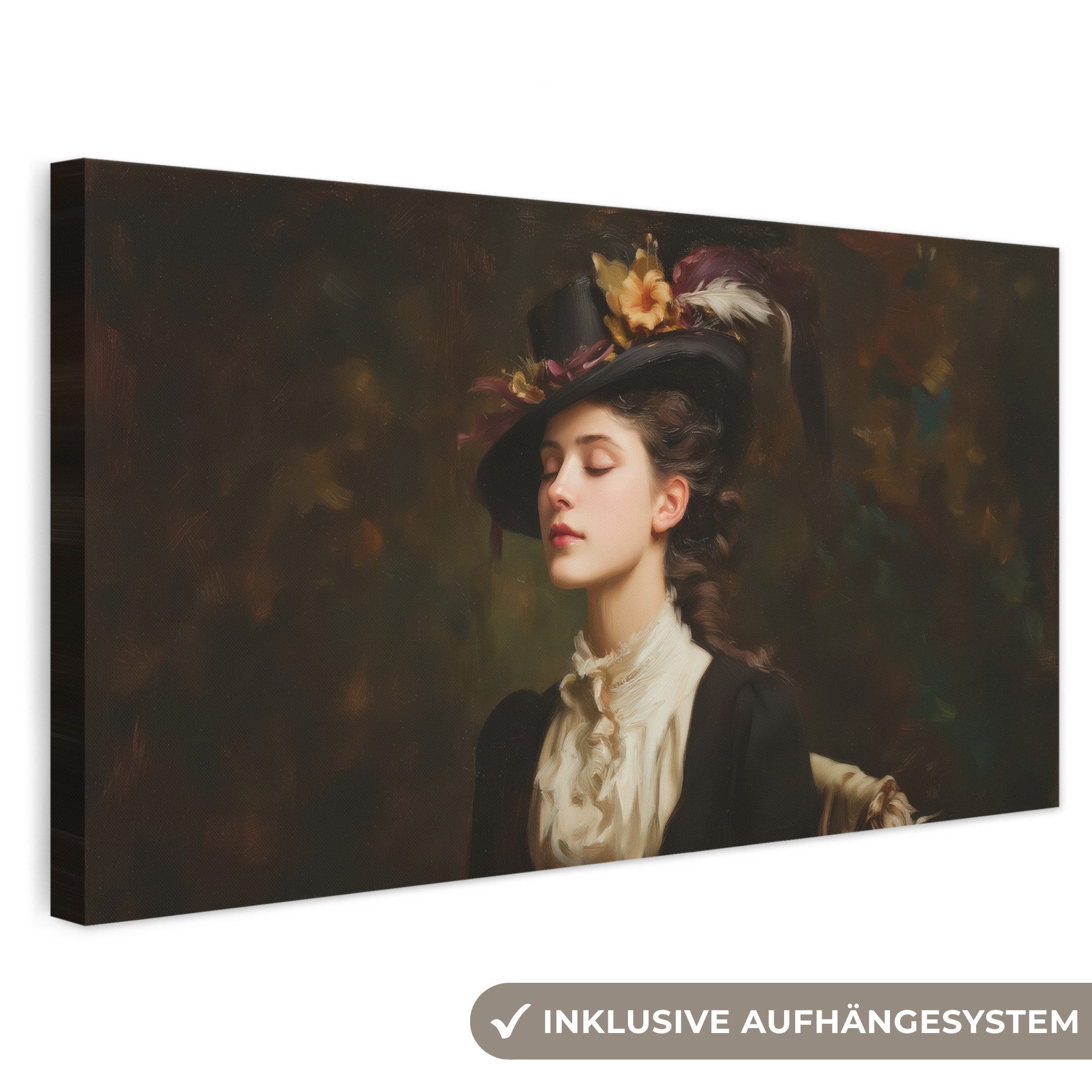 OneMillionCanvasses® Leinwandbild Panorama Frau - Viktorianisch - Porträt, Fotodruck (1 St), Wandbild, Deko Schlafzimmer Wohnzimmer Flur 40x20 cm
