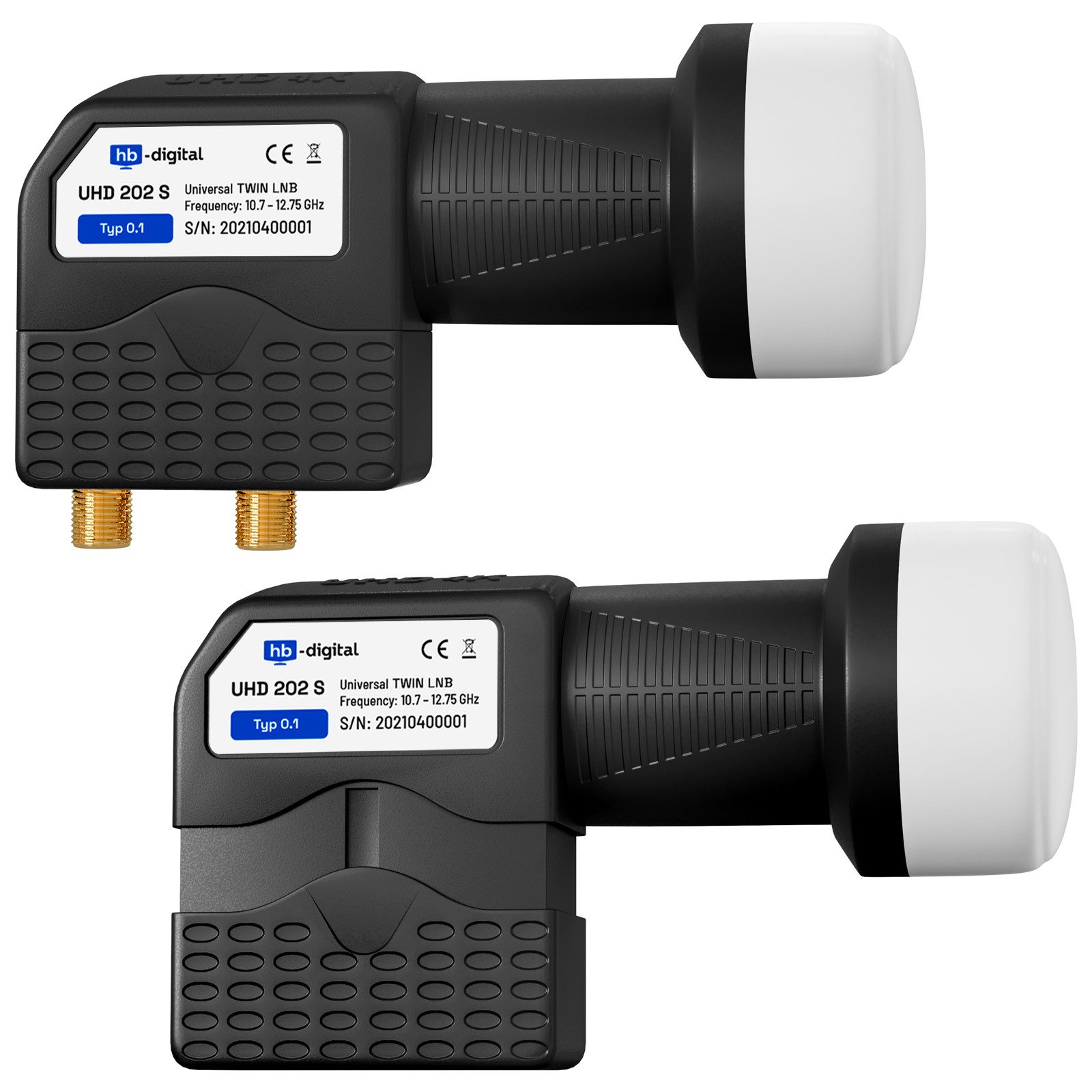 HB-DIGITAL LNB Twin für 2 Teilnehmer UHD 202 S LTE Filter wetterfest schwarz Universal-Single-LNB (für 2 Teilnehmer, Die vergoldeten F-Anschlüsse für noch bessere Signalübertragung)