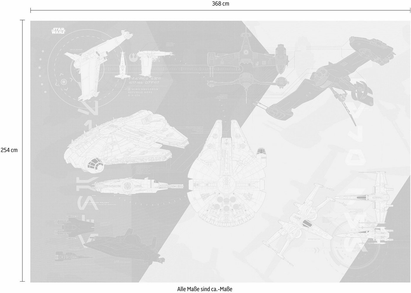 Komar Fototapete »Star Wars – Technical Plan«, glatt, bedruckt, Comic, (Set), ausgezeichnet lichtbeständig-kaufen