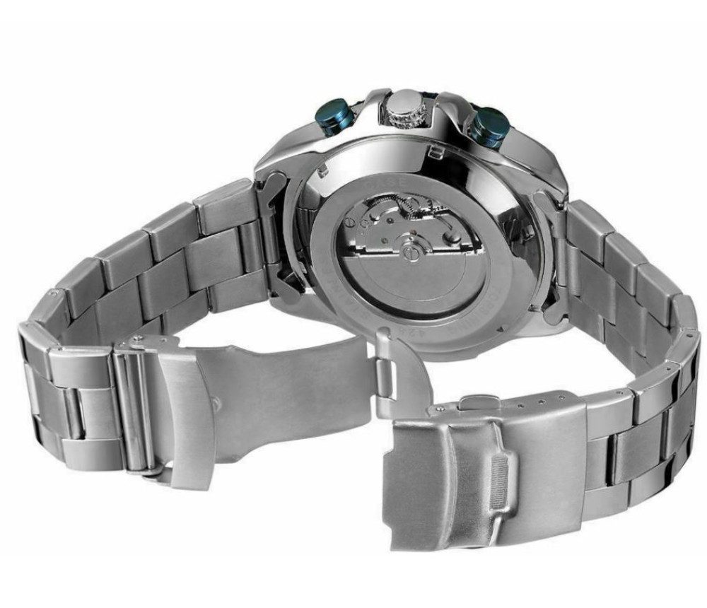 Rötting Design Automatikuhr Herrenuhr Armbanduhr Marke Forsining silberfarbenes Ziffernblatt, Edelstahl, Datum Wochentag Monats Anzeige – Bild 5 von 5