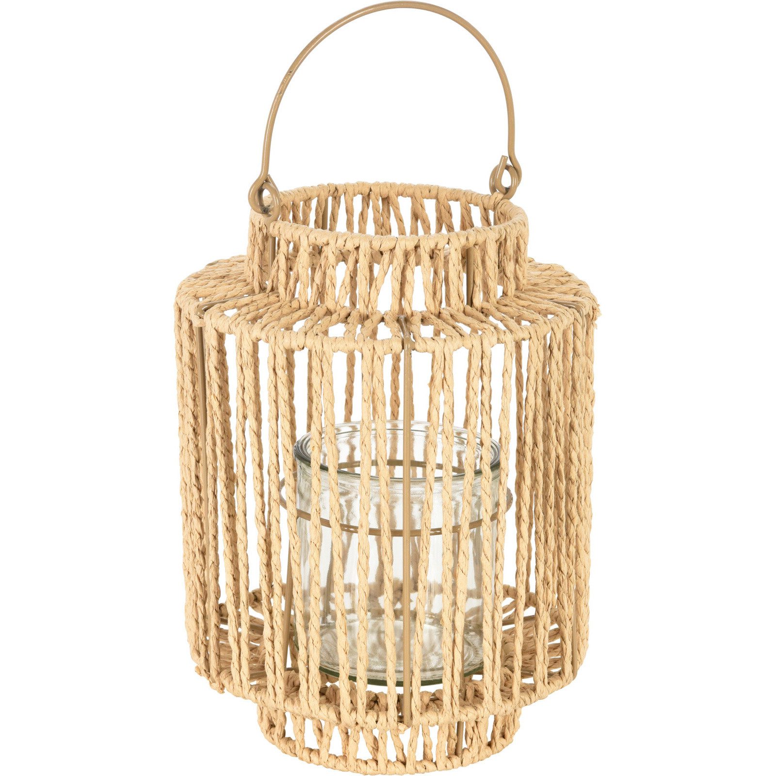 Home & styling collection Kerzenlaterne Geflochtene Laterne mit Henkel, 19 x 25 cm