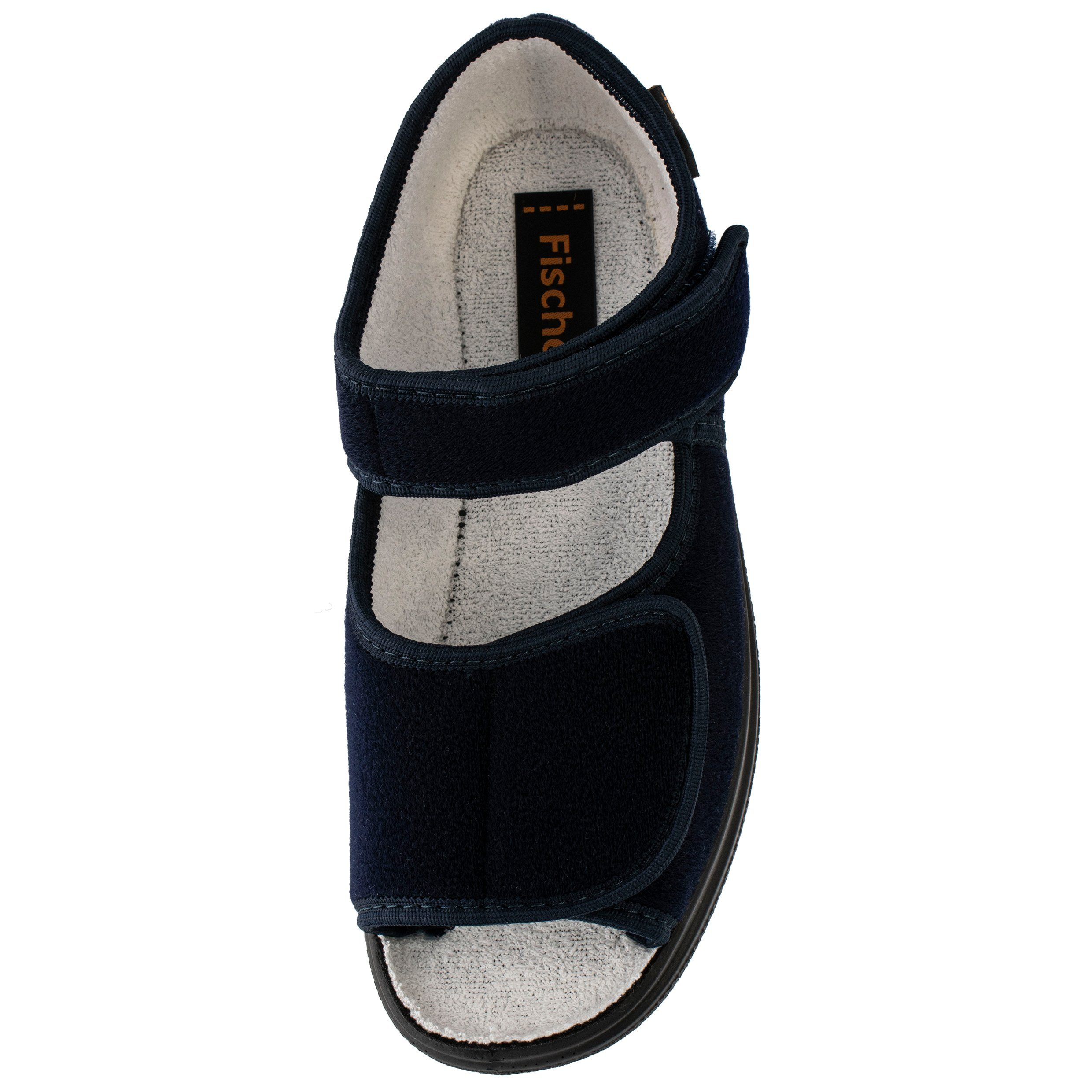 Fischer-Markenschuh Ortho Hausschuh Klettsandale, Klettvelour, Frotteefutter, Weite K
