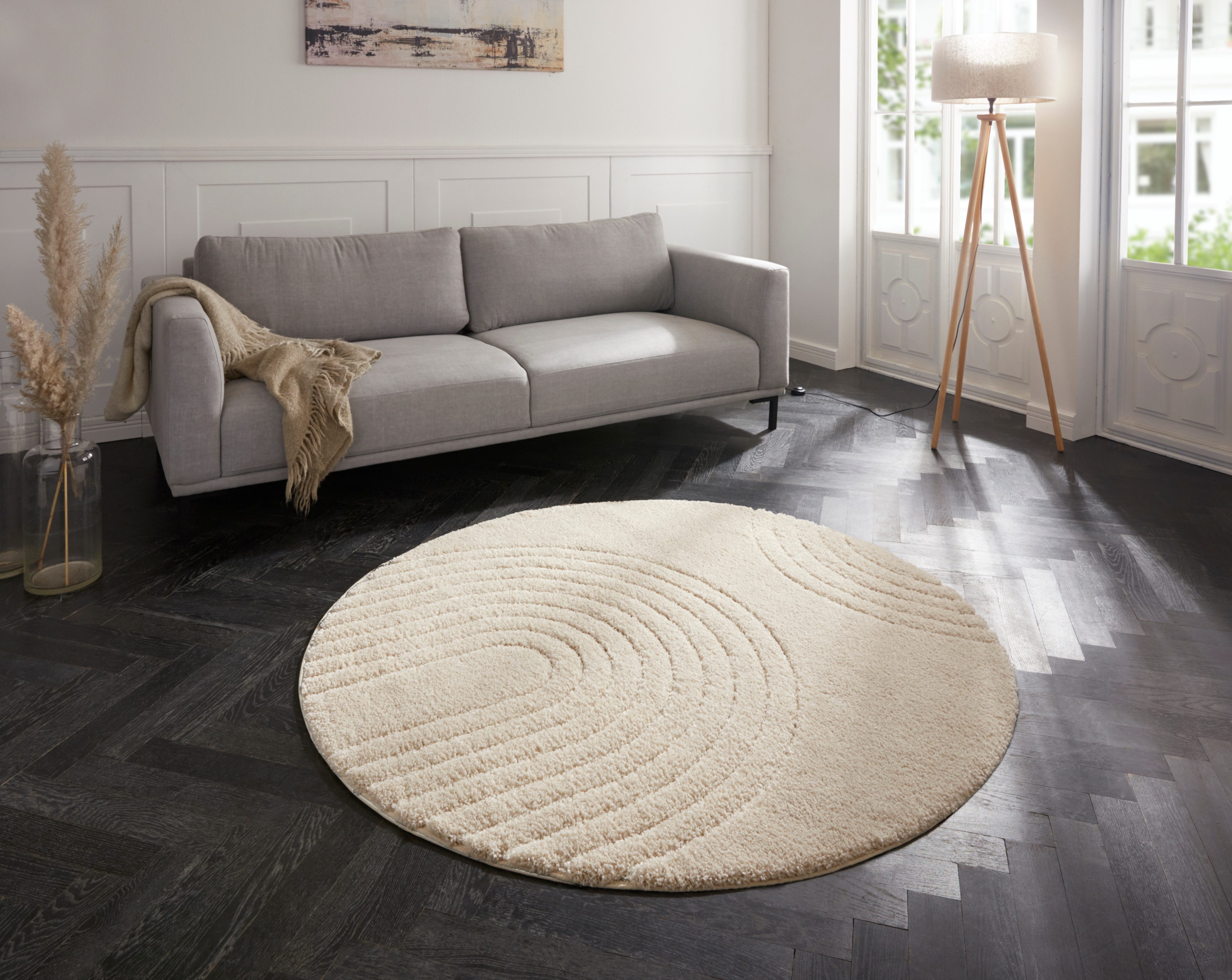 HANSE Home Teppich Fergus, rund, Höhe: 22 mm, Shaggy, Weich, Skandi, Flauschig, Wohnzimmer, Schlafzimmer, Flur