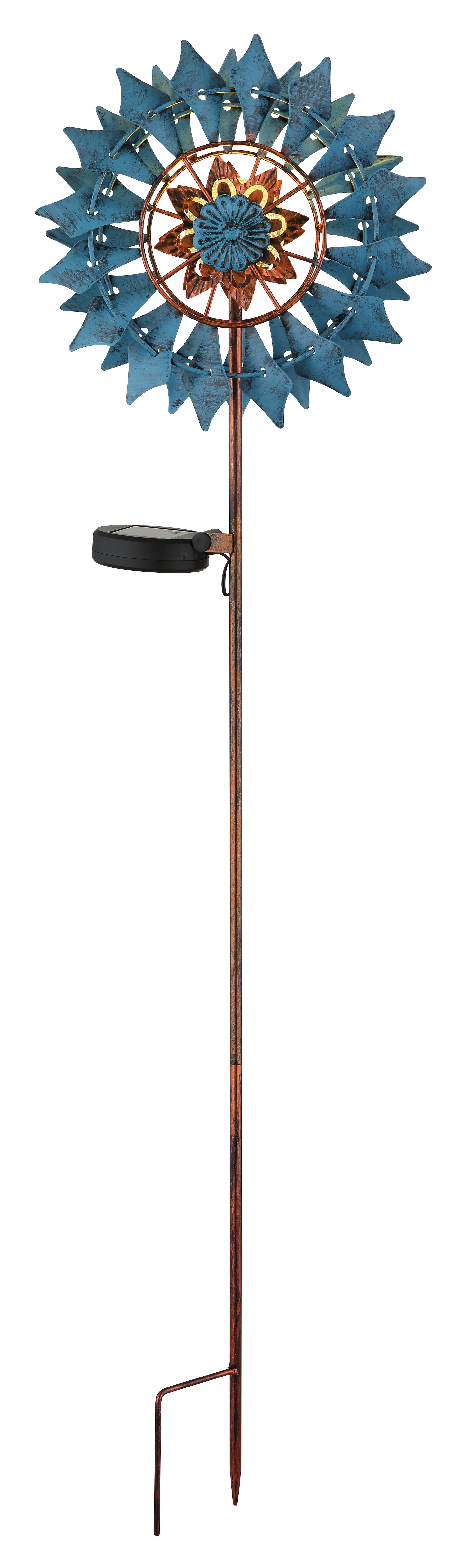 GLOBO LIGHTING LED Solarleuchte SOLARLEUCHTE METALL GOLDFARBEN PATINIERT, 1XLED, LED fest integriert, Warmweiß, Solar Garten Terrasse Außenbeleuchtung Dekoleuchten