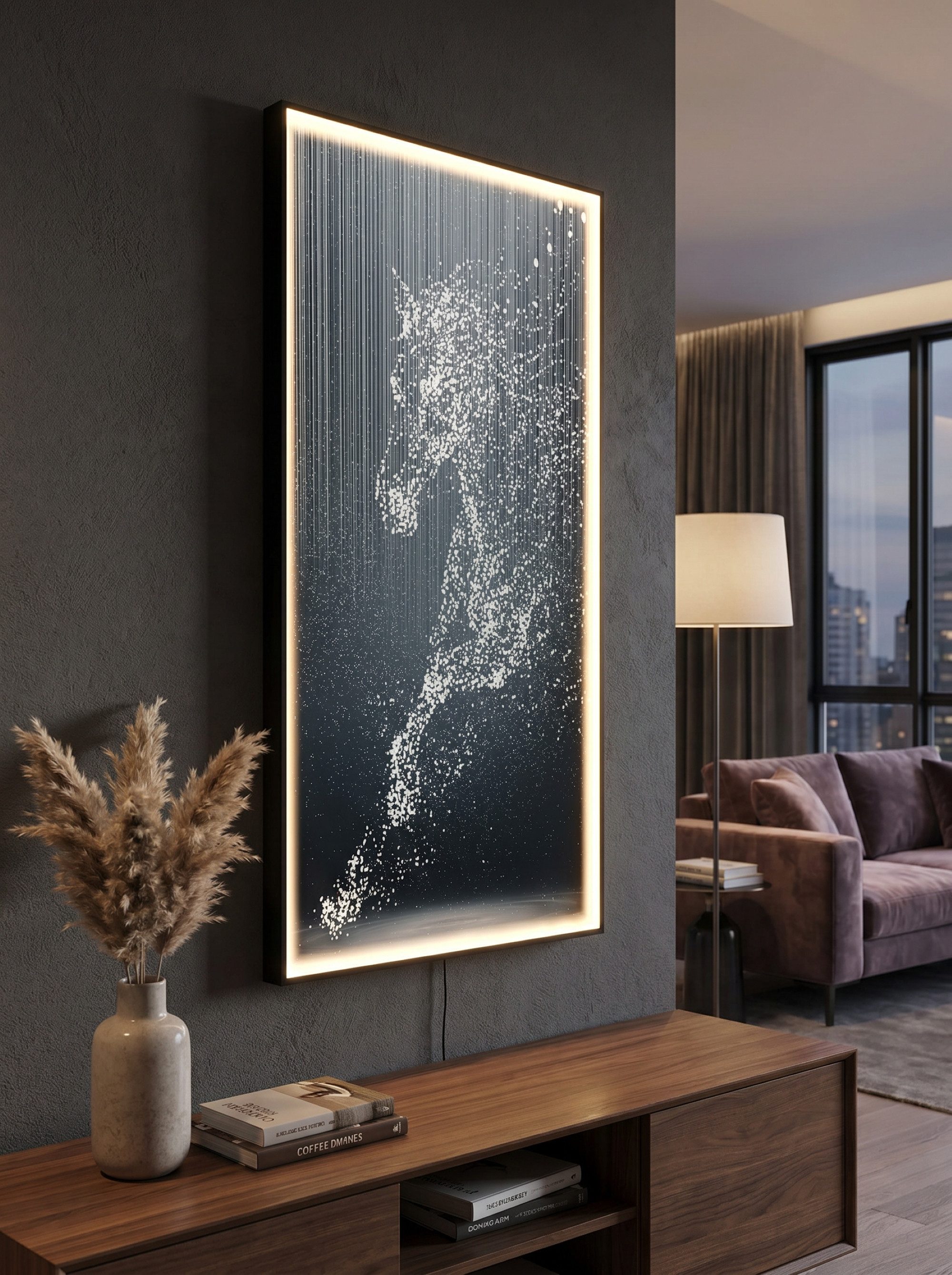 Arnusa LED-Bild beleuchtetes LED Bild Pferd Glas warmweiß Fernbedienung 100x50cm, Pferd, moderne Wandbeleuchtung abstrakt – Bild 5 von 5