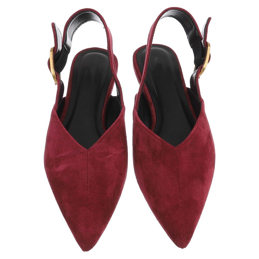 Ital-Design Eleganter Slingback-Schuh für Damen mit dekorativer Schnalle Schnürpumps (91512063) Flach Schnür- & Riemchenpumps in Weinrot – Bild 4 von 5