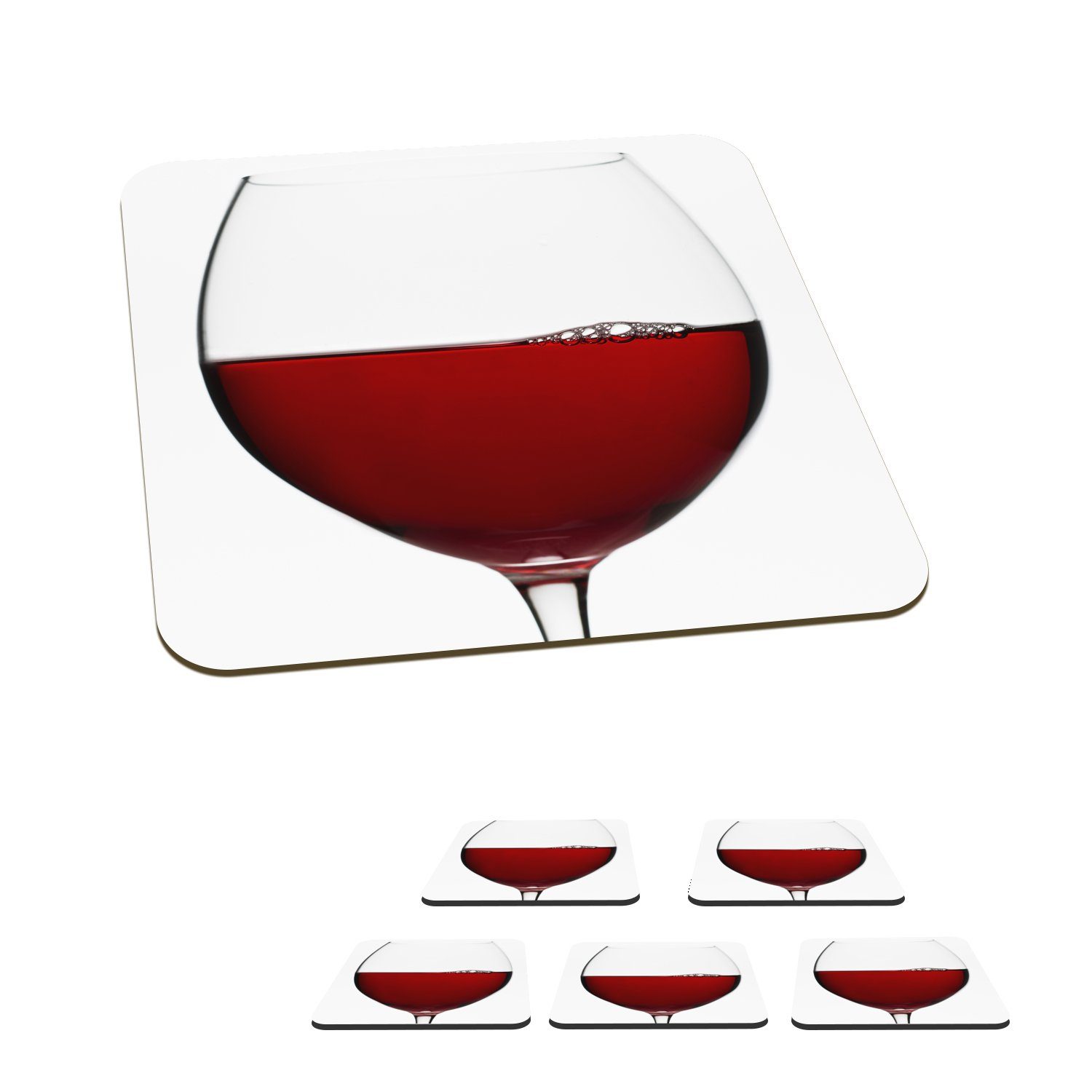 MuchoWow Glasuntersetzer Nahaufnahme eines magischen Glases Rotwein, Zubehör für Gläser, 6-tlg., Glasuntersetzer, Tischuntersetzer, Korkuntersetzer, Untersetzer, Tasse