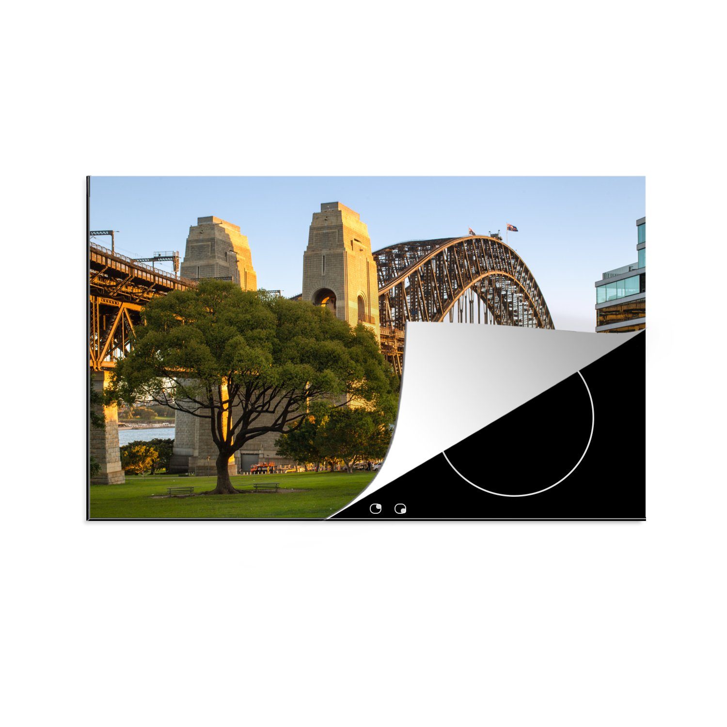 MuchoWow Herdblende-/Abdeckplatte Sydney Harbour Bridge in Australien am Nachmittag, Vinyl, (1 tlg), 81x52 cm, Induktionskochfeld Schutz für die küche, Ceranfeldabdeckung