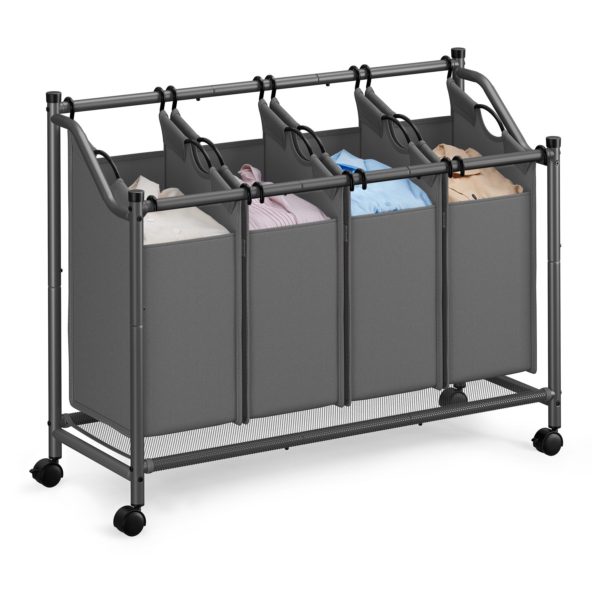 SONGMICS Wäschekorb, mit Rollen, abnehmbaren Wäschesäcken, Wäschewagen, 4 x günstig online kaufen