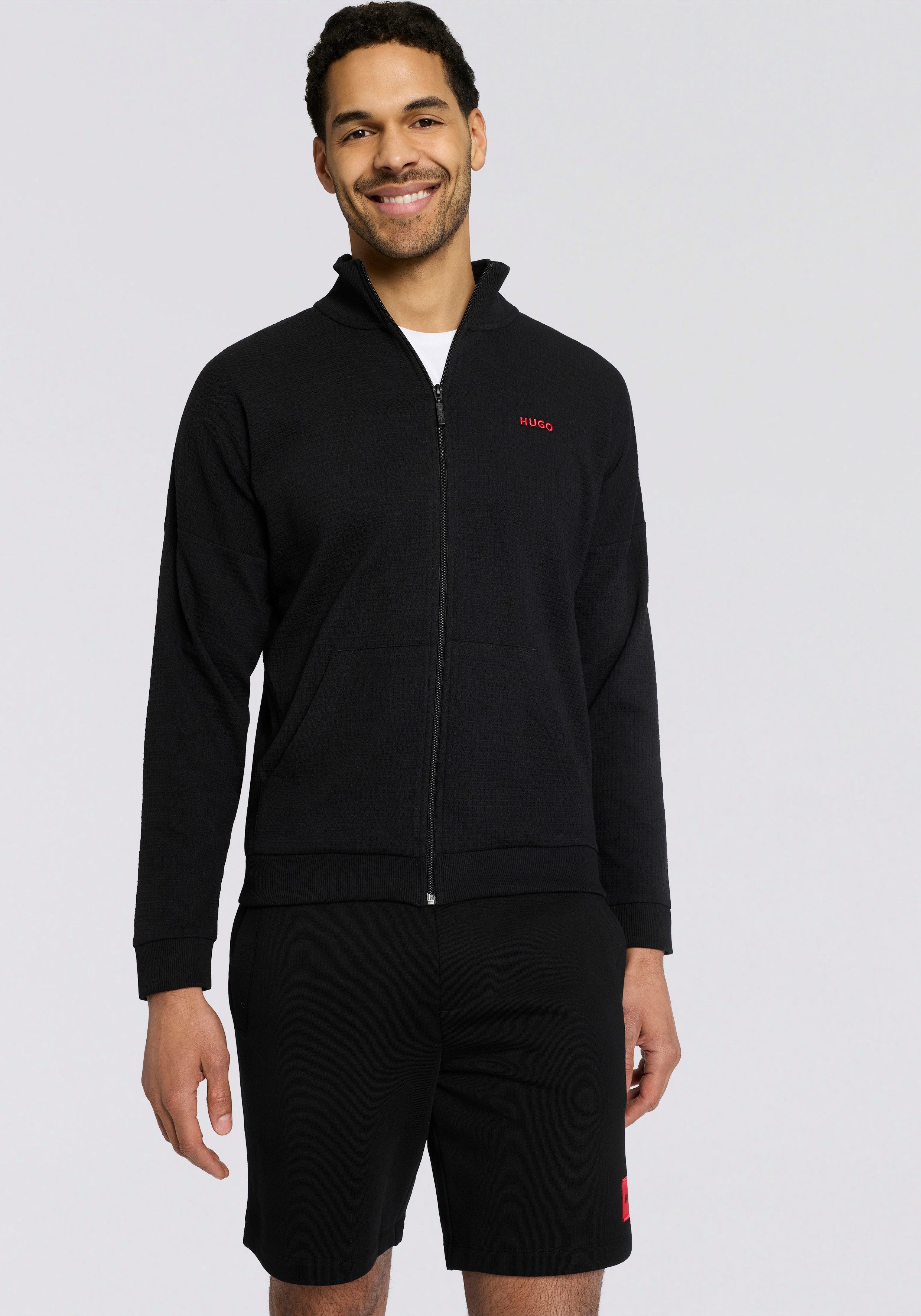 HUGO Sweatjacke mit Stehkragen, mit feiner Struktur günstig online kaufen
