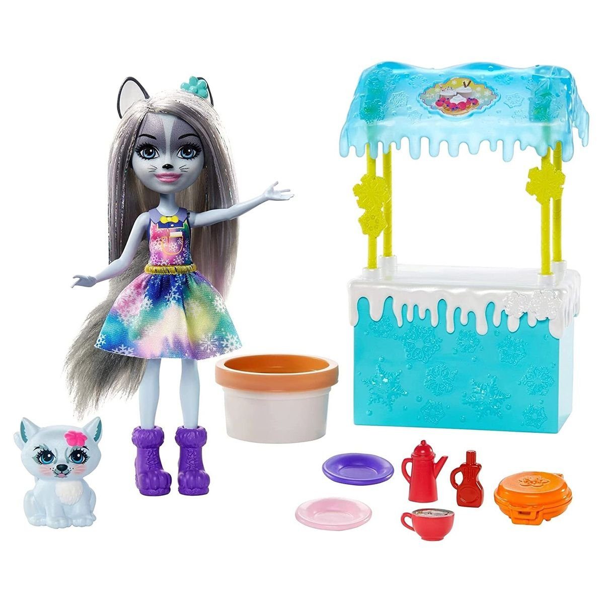 Zubehör, Enchantimals - Mattel GJX37 Puppe Tierfreund und Kakaostand Puppen Mattel® Accessoires-Set - mit Spielset,