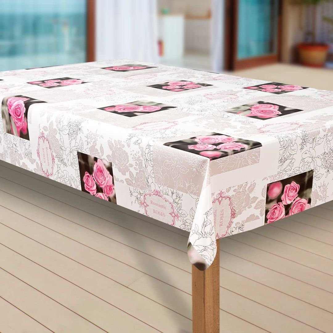 laro Tischdecke Wachstuch-Tischdecken Abwaschbar Blumen. Rosa. günstig online kaufen