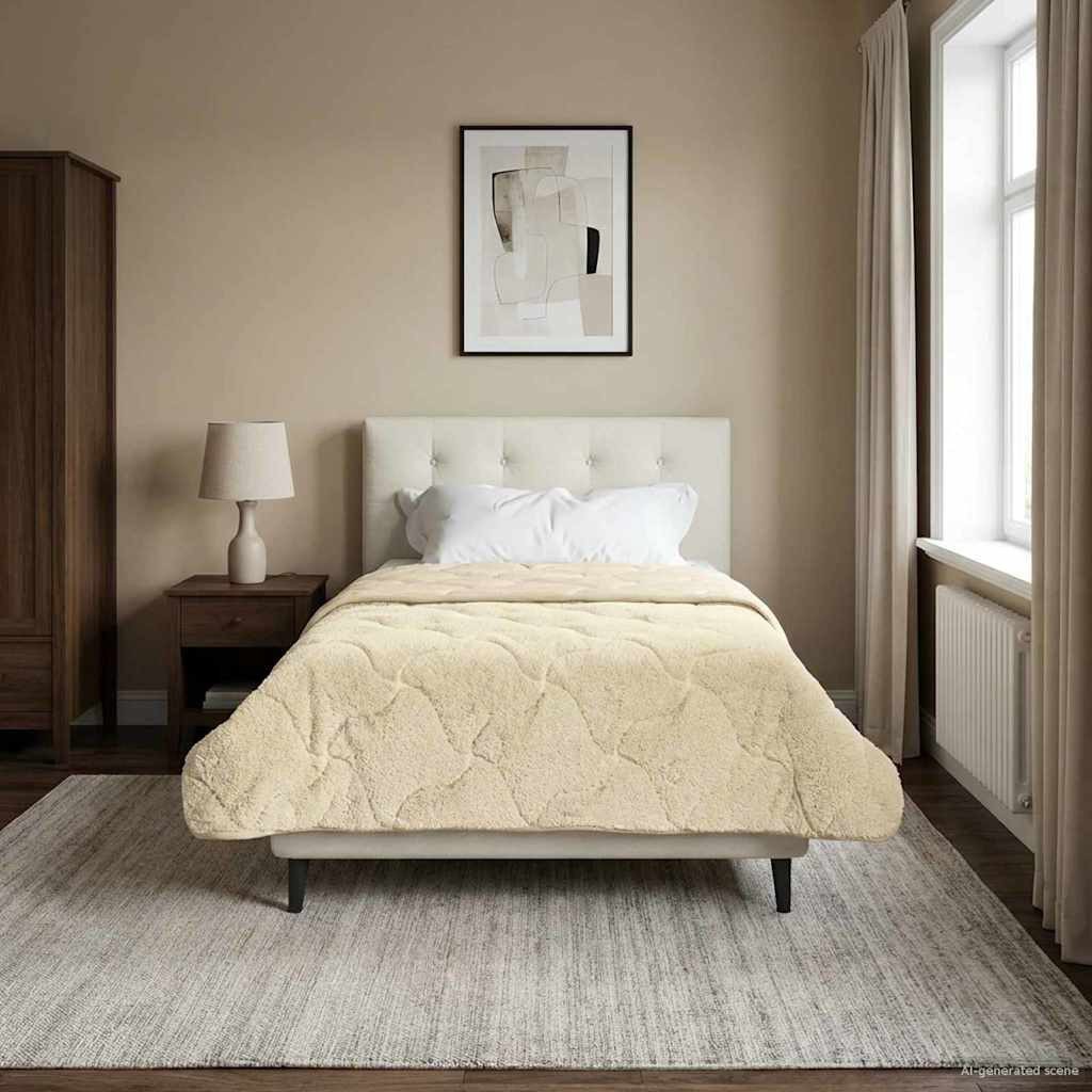 vidaXL Baumwollbettdecke Sommerdecke 135 x 200 cm Sommer Creme Atmungsaktiv, Bezug: Mikrofaser – Bild 2 von 5