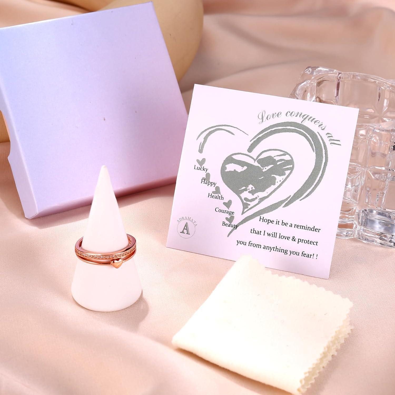 LuxusKollektion Silberring Ring Silber 925 Damen Verstellbar Verlobungsring Herzring Roségold – Bild 4 von 5