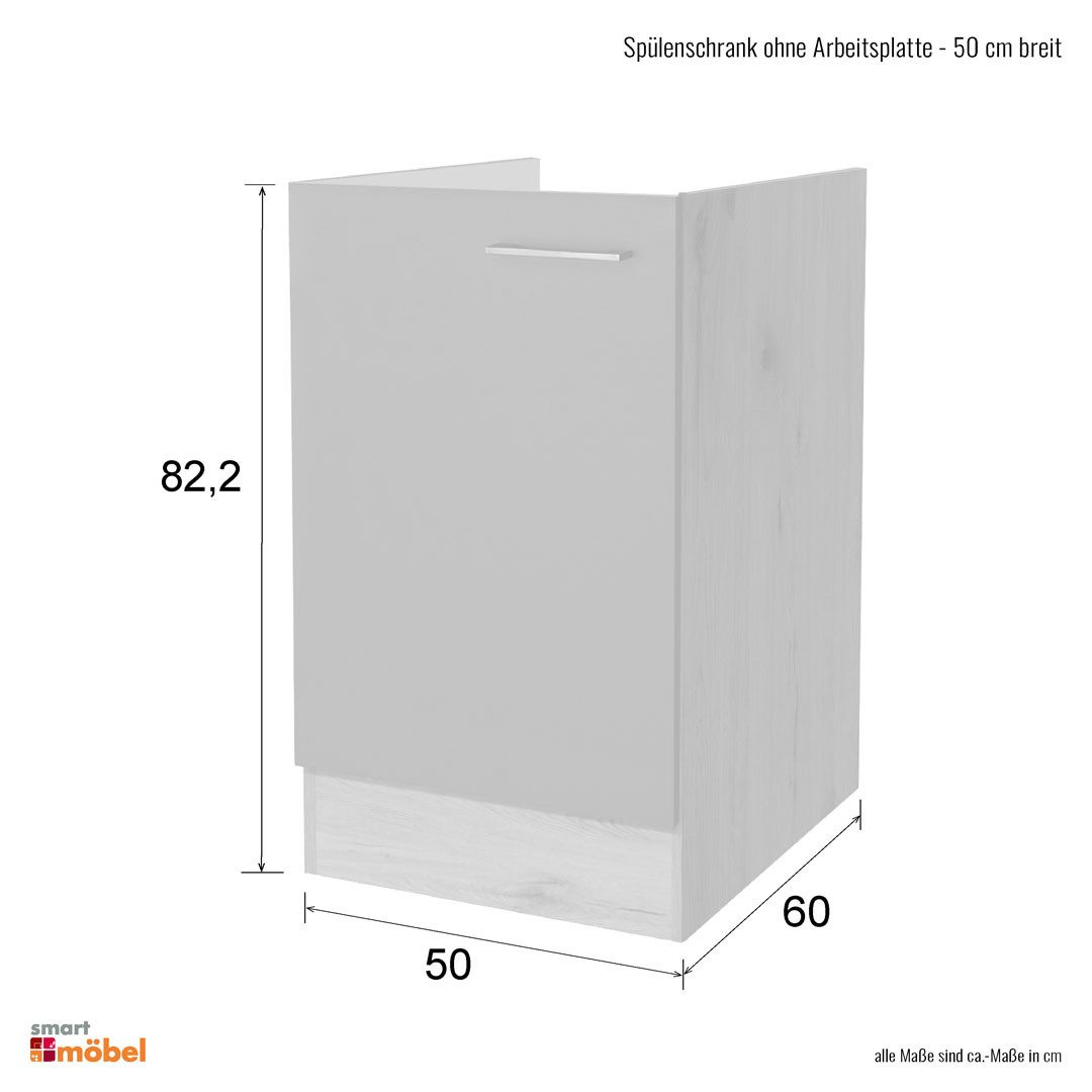 Flex-Well Spülenunterschrank Spülenunterschrank ohne Arbeitsplatte - 50 cm günstig online kaufen