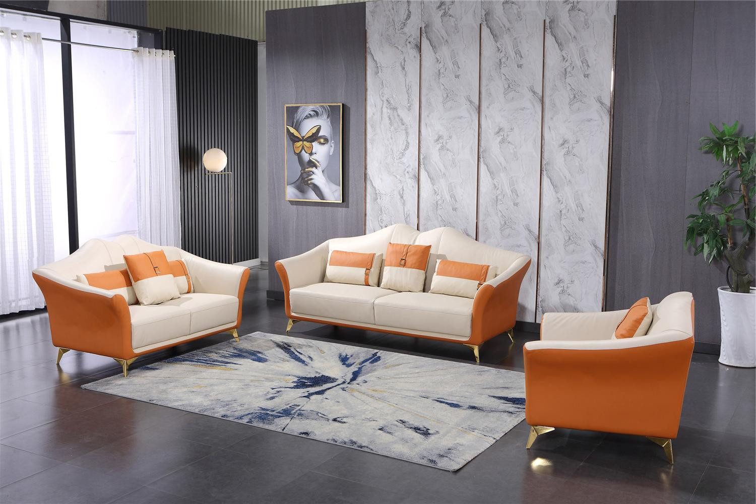 Xlmoebel Polstergarnitur Modernes Ledersofa in zeitlosem Design mit hohem Komfort, (3-tlg., Sofagarnitur 3+1+1 Sitzer), Hergestellt in Europa