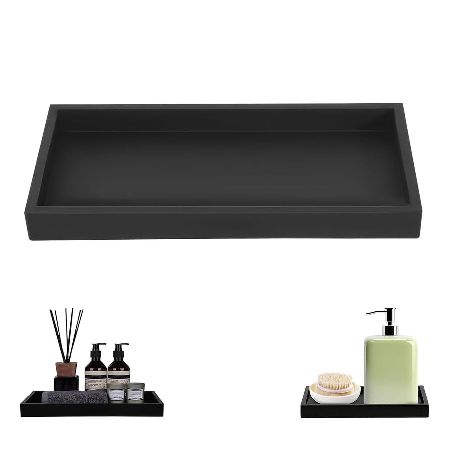 Zaewry Dekotablett Silikon Dekotablett Badezimmer – Rutschfestes Ablagetablett (1 St), für Waschbecken, Badewanne & Küche, Aufbewahrungstablett