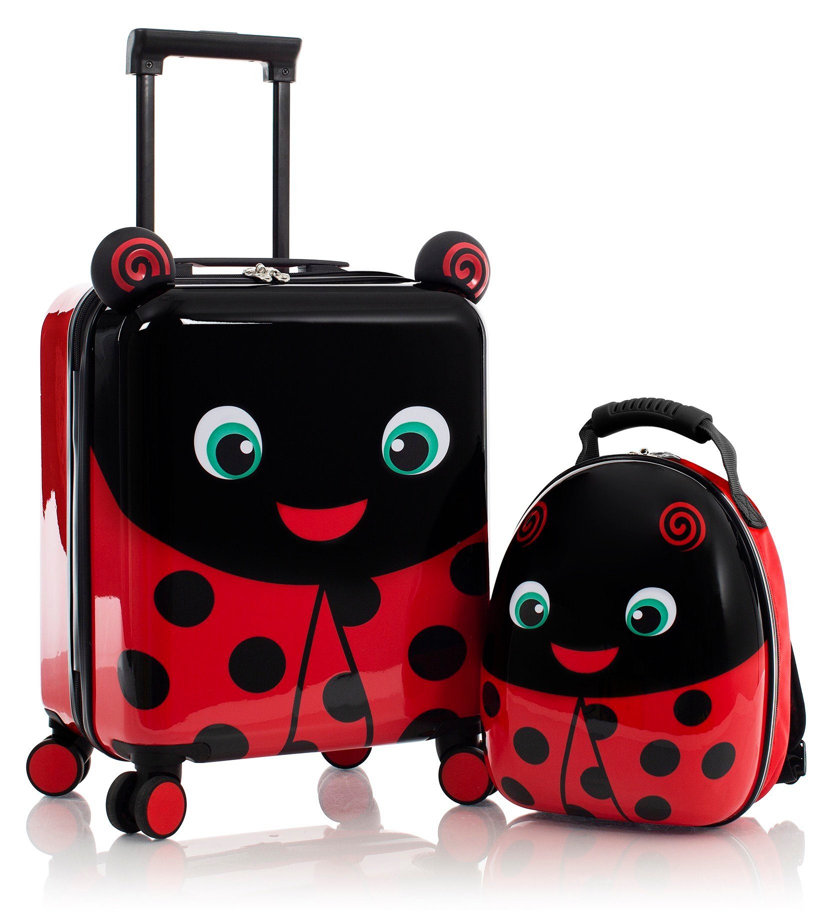 Heys Kofferset Super Tots, 46 cm, Marienkäfer, 2 Rollen, (Set, 2 tlg., Kinderkoffer und Rucksack), Heys x Joachim Llambi Kindertrolley Kinder Reisegepäck
