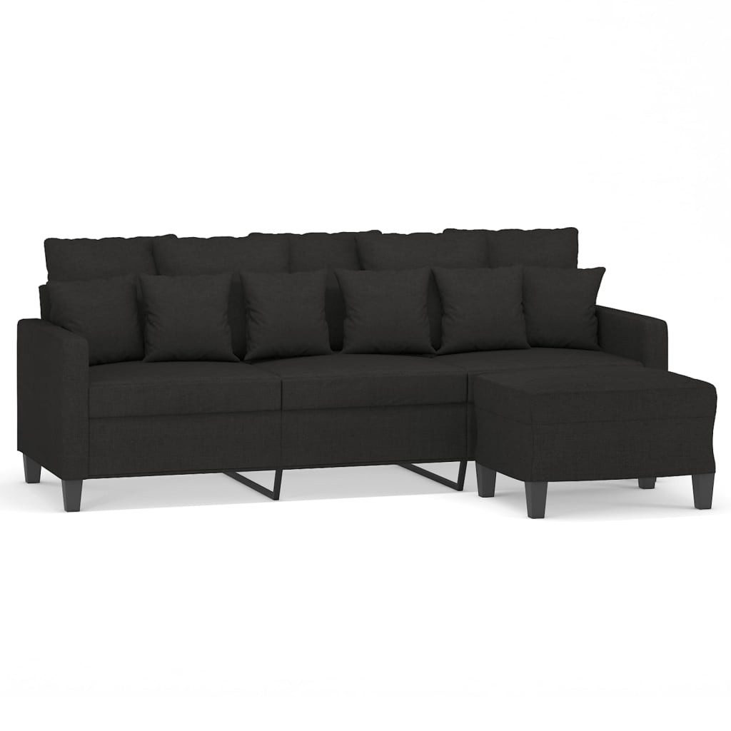vidaXL Sofa 3-Sitzer-Sofa mit Hocker Schwarz günstig online kaufen