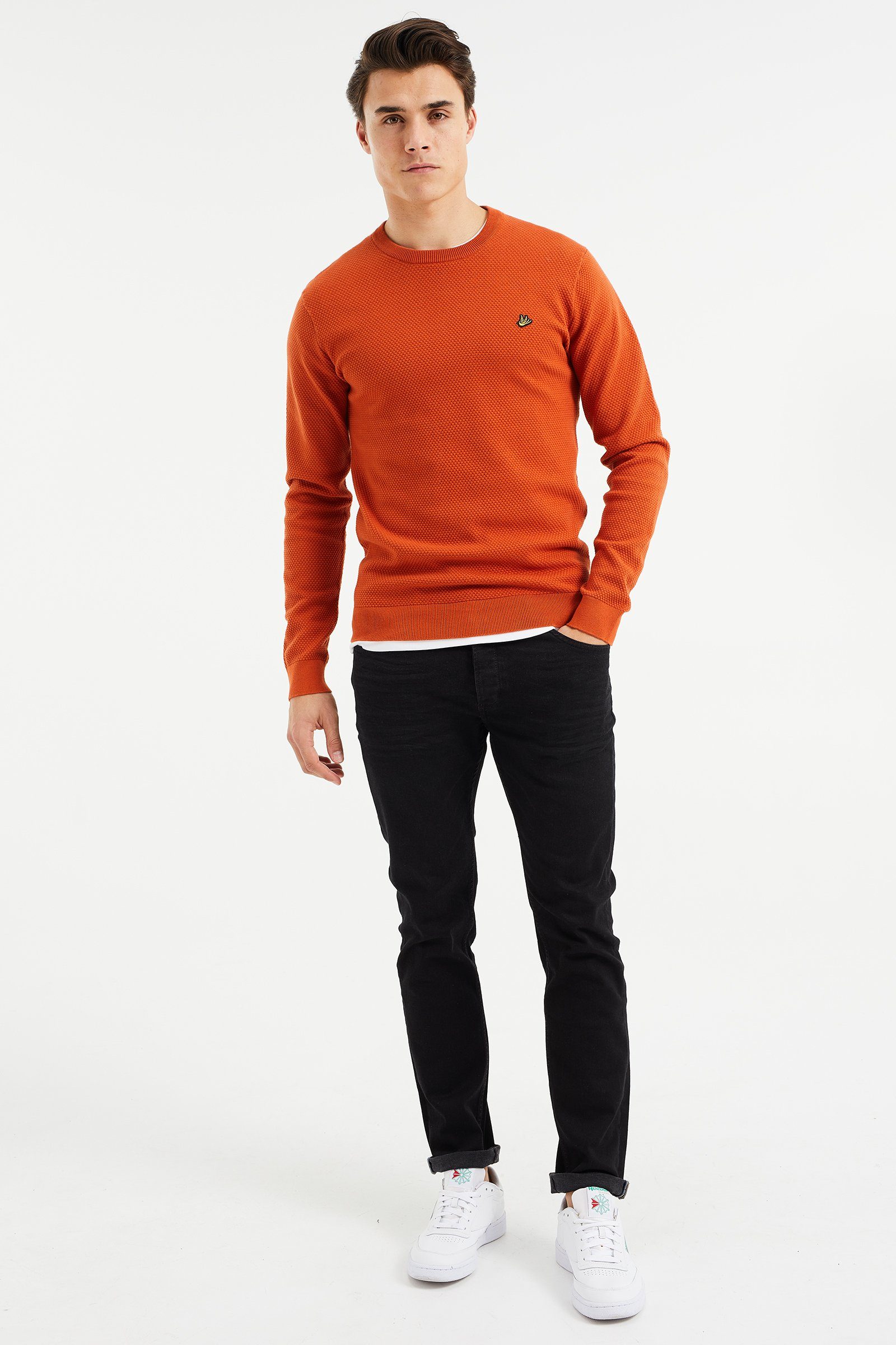 Orange Sweater (1-tlg) Fashion WE