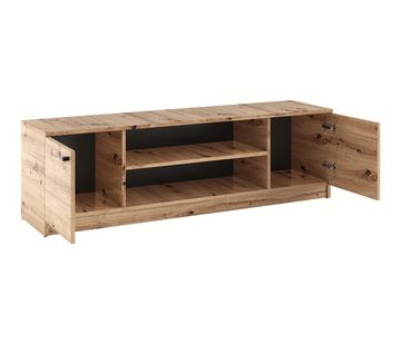 Beautysofa TV-Schrank groß Schrank mit offenen Regalen für den Fernseher B:160/H:48,5/T:40cm, eiche artisan